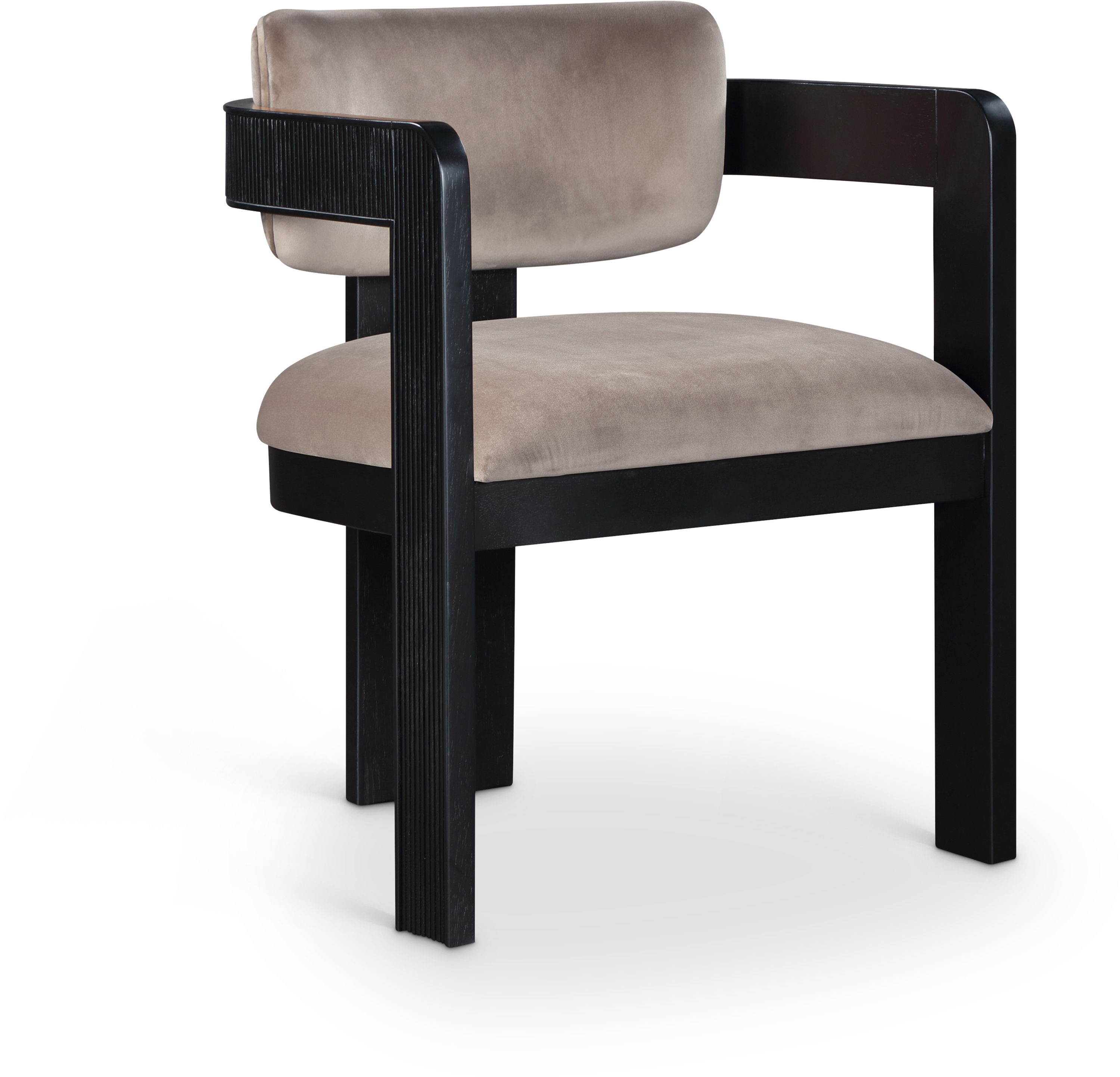 Sacha - Velvet Dining Chair With Black Base (Set of 2) - Taupe