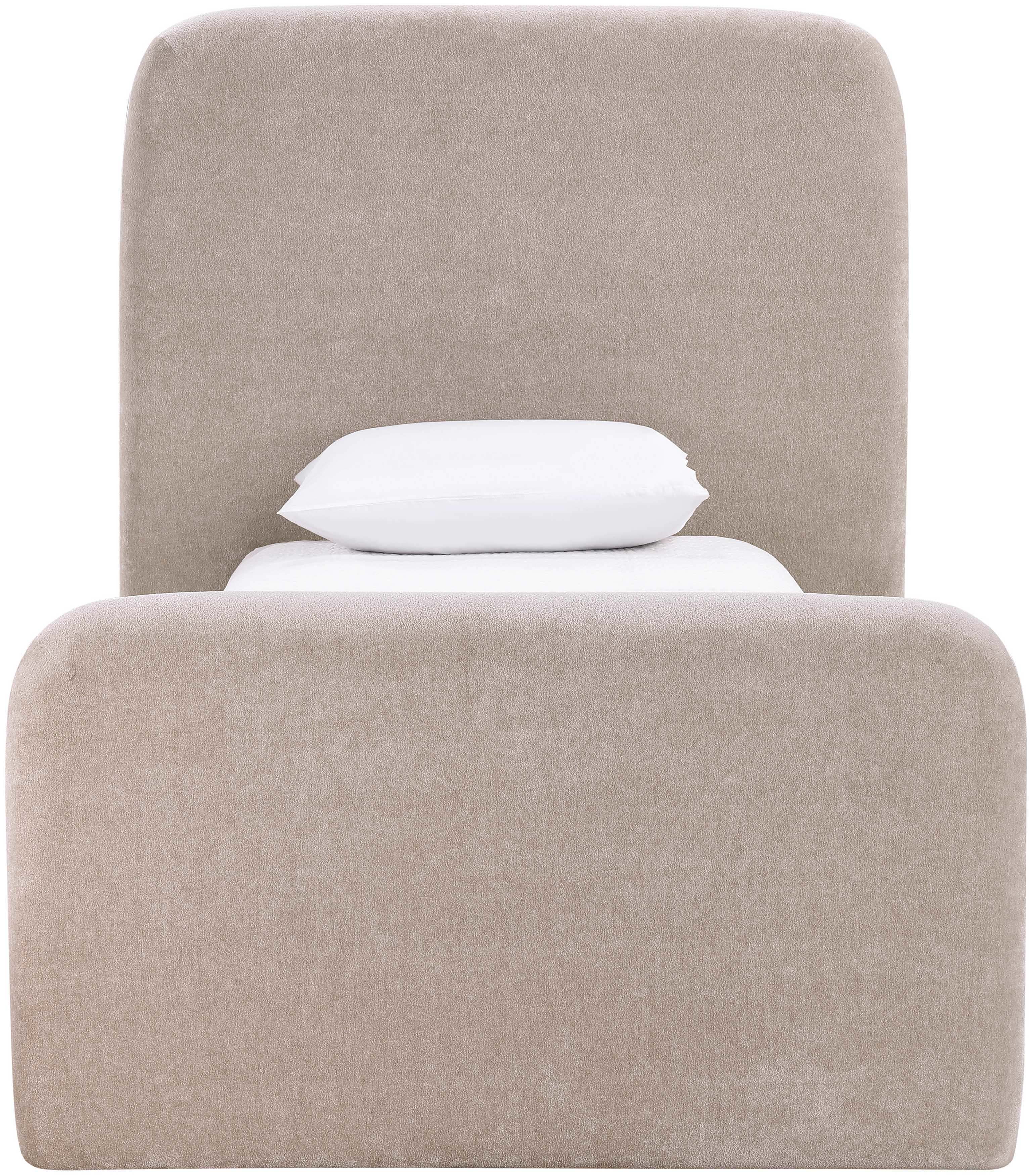 Fira - Chenille Fabric Upholstered Twin Bed - Taupe