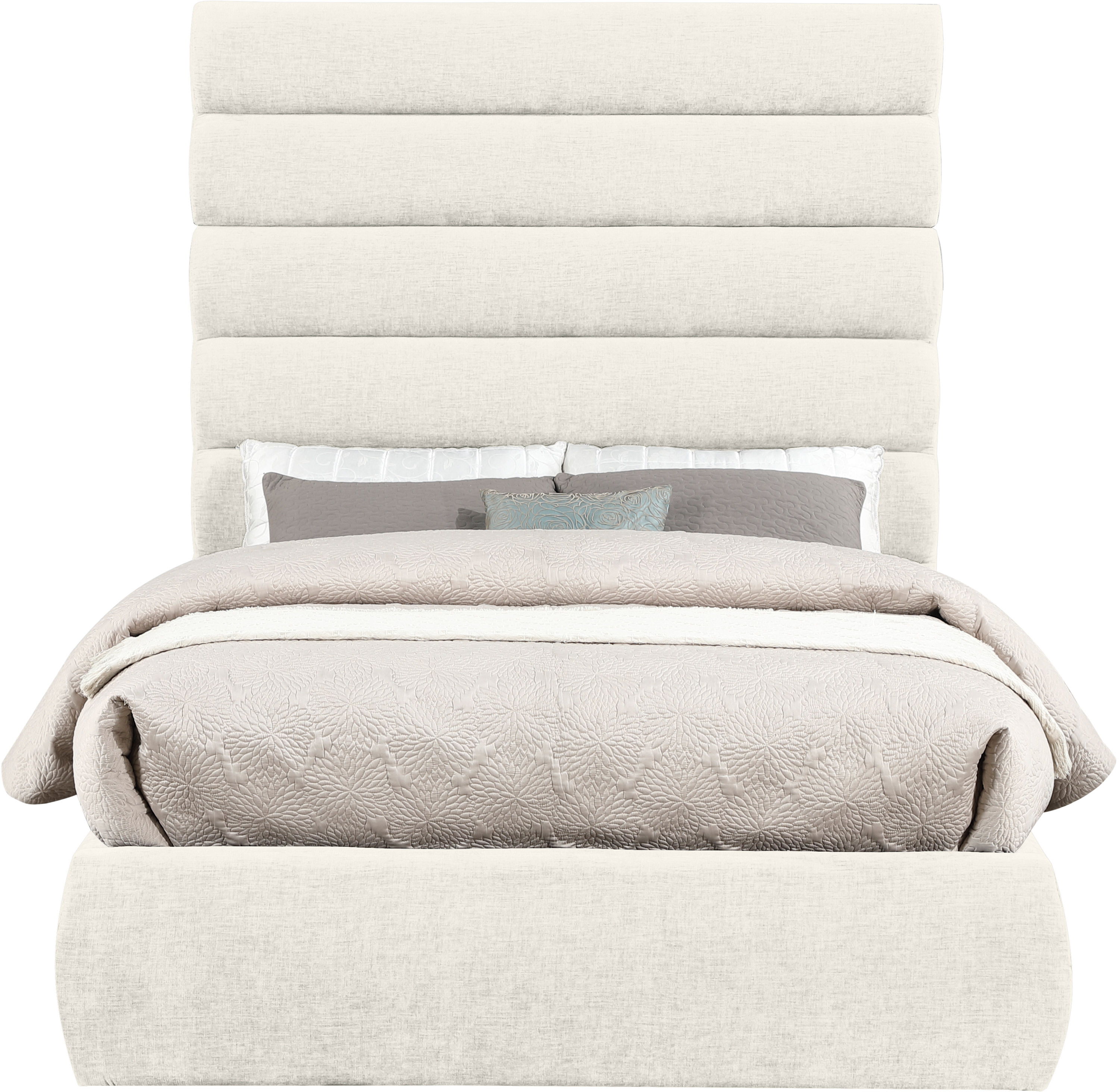 Adam - Chenille Fabric Full Bed With 70.5" Headboard - Cream