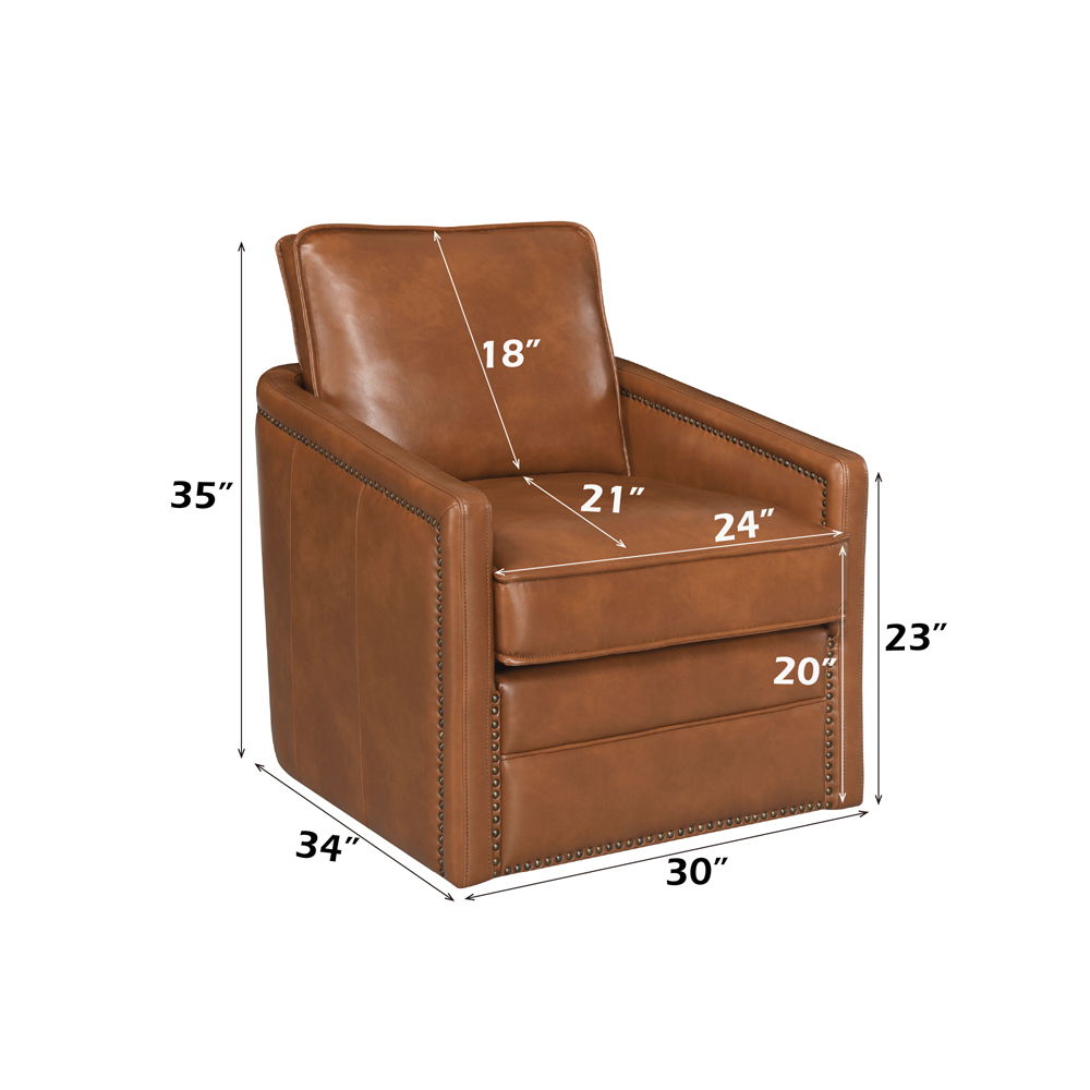 Rocha - Swivel Chair - Brown Leather Aire, dark brown, view 5