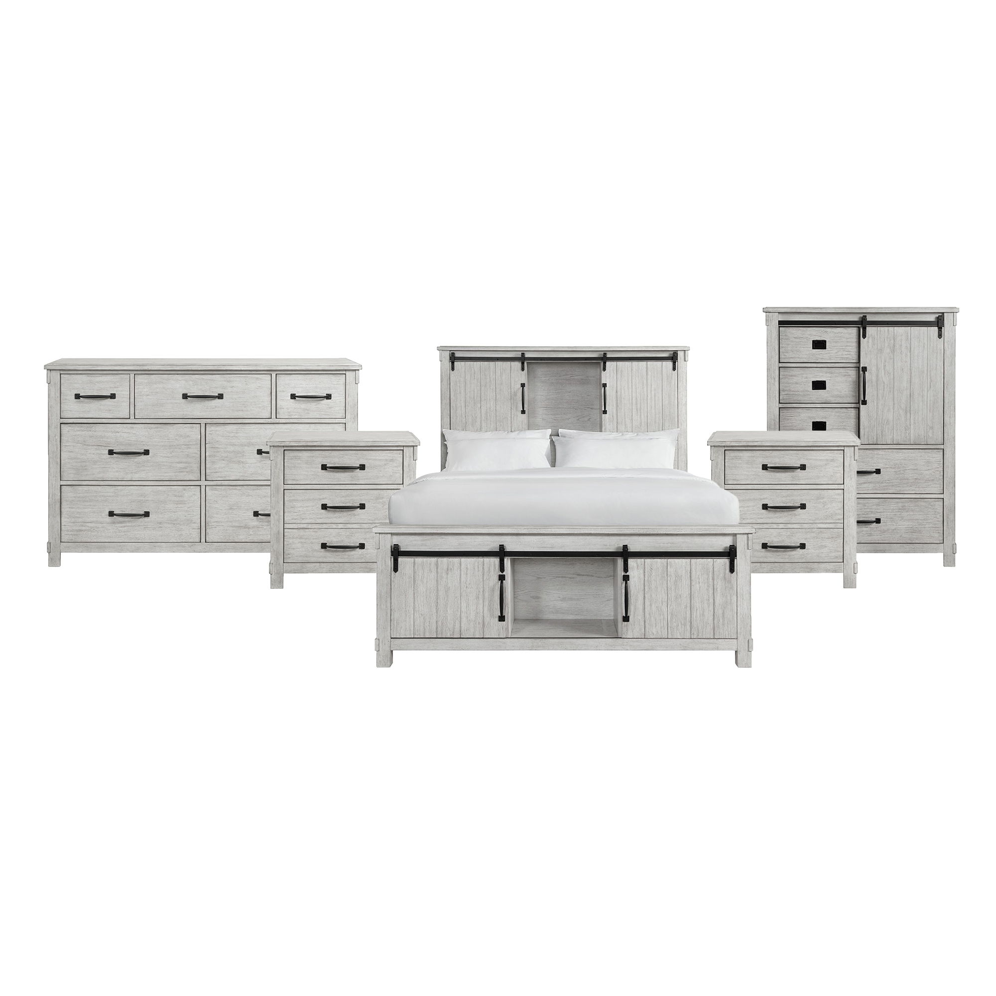 Queen · 5 Pc · Bedroom Set With 2 Nightstands, Dresser & Chest