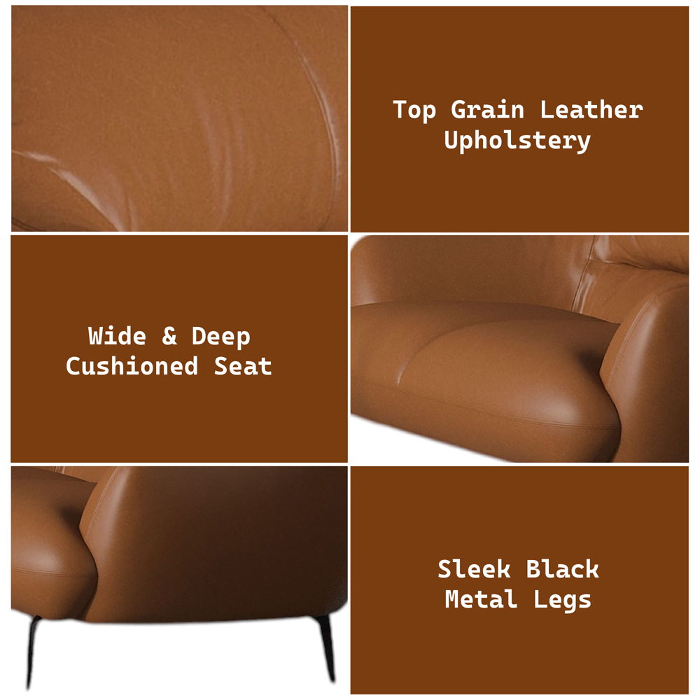 Leonia - Loveseat - Cognac Leather, dark brown, view 8