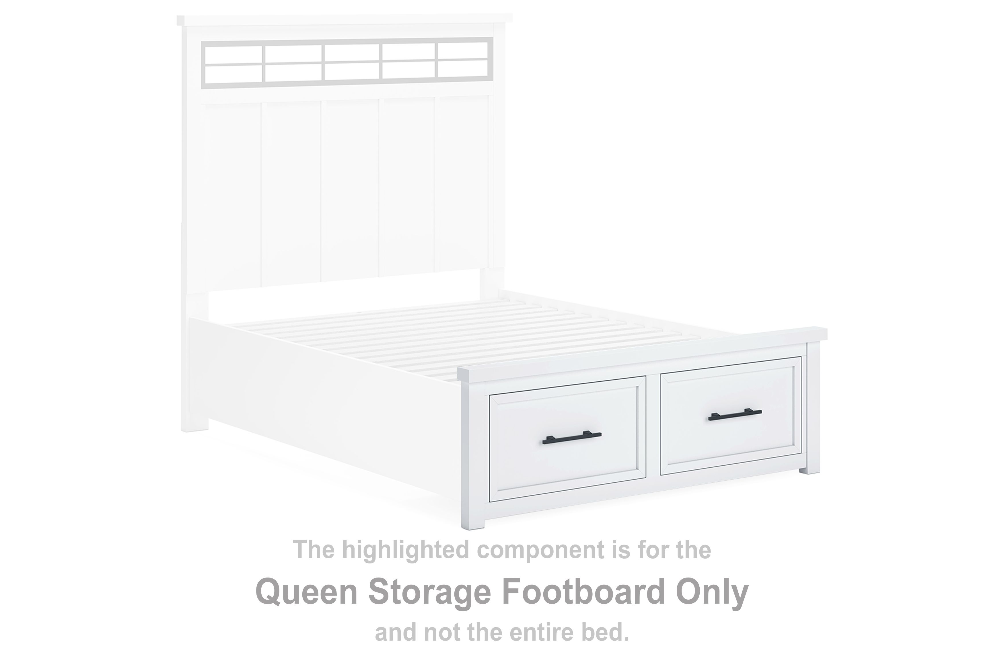 Ashbryn – Queen Storage Footboard – White / Natural