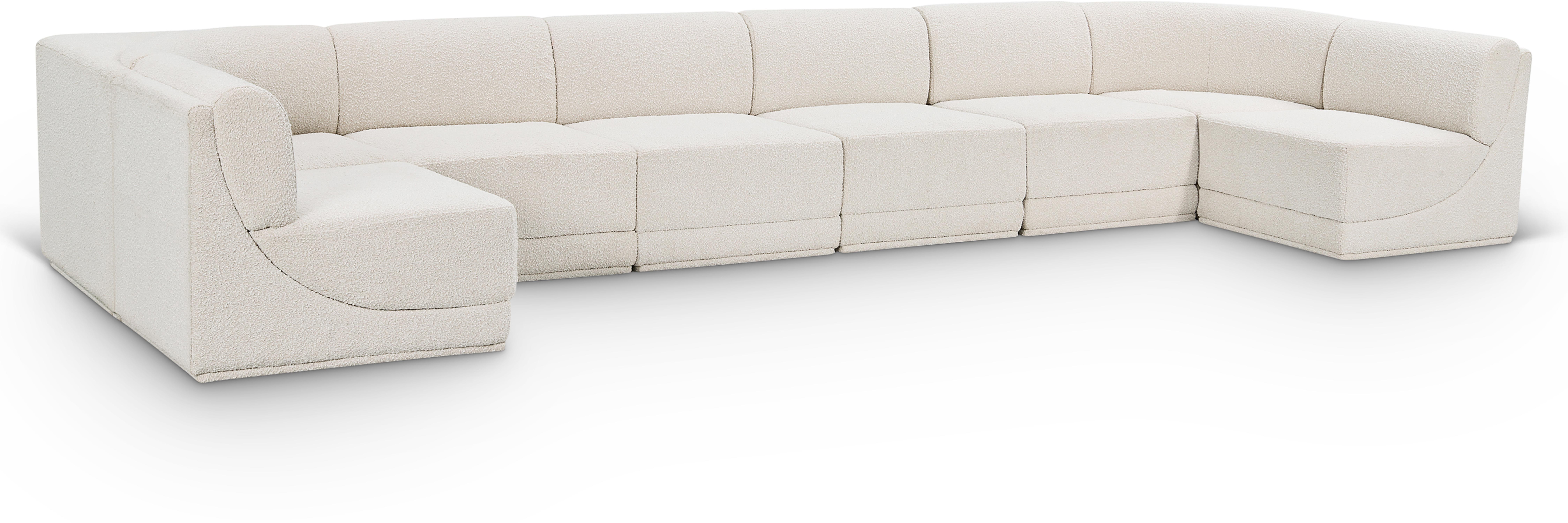 Ollie - 8 Piece Modular U-Shaped Armless Sectional - Cream