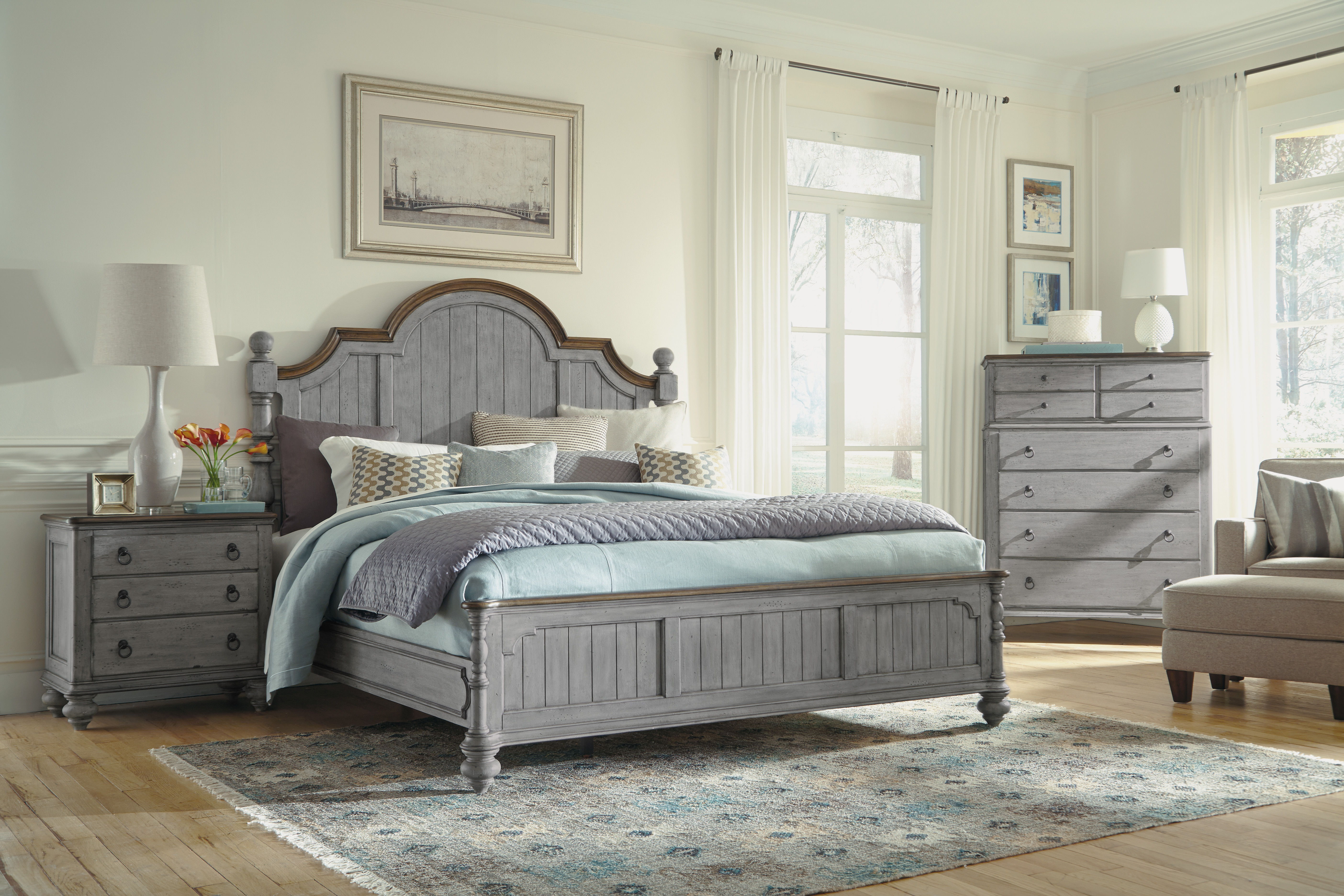 Plymouth - King Poster Bed - Gray, gray, view 3