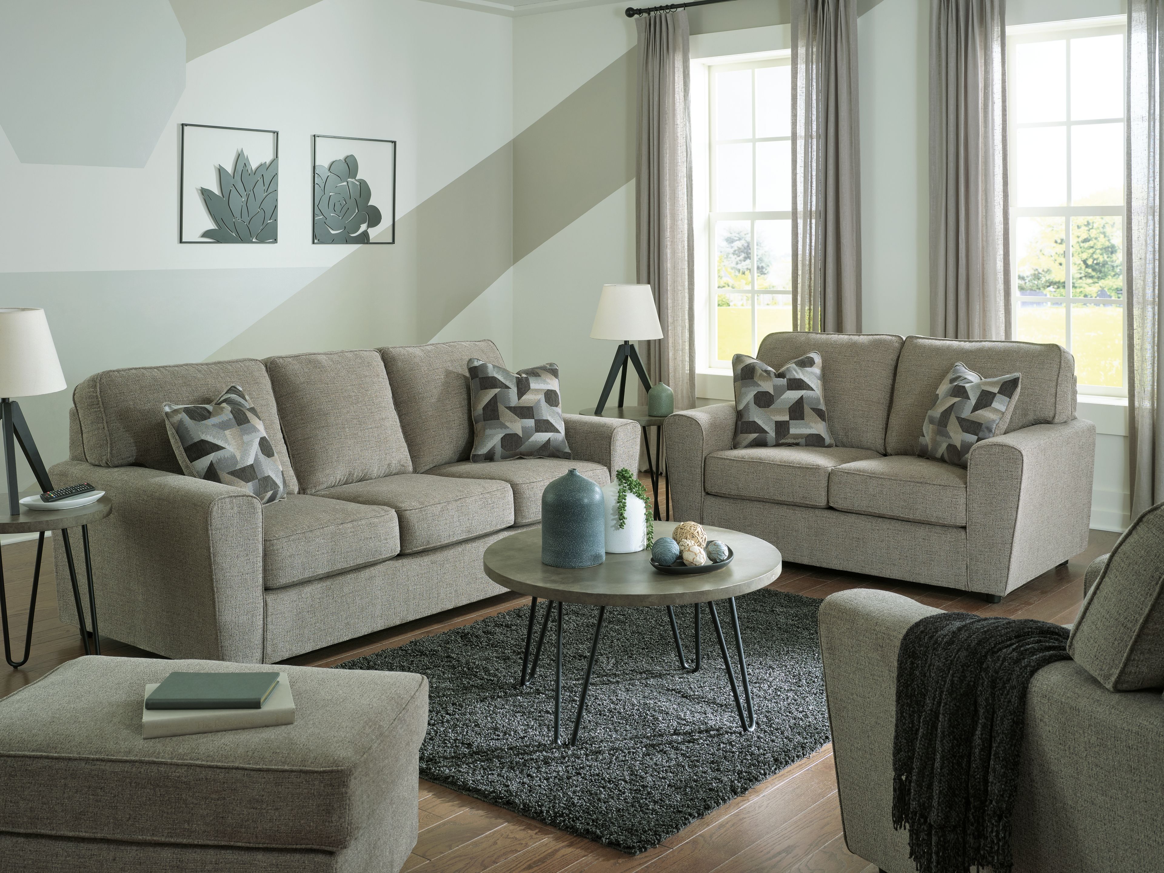 Ashley Furniture Cascilla - 2 Pc. - Sofa, Loveseat - Pewter - Image 5