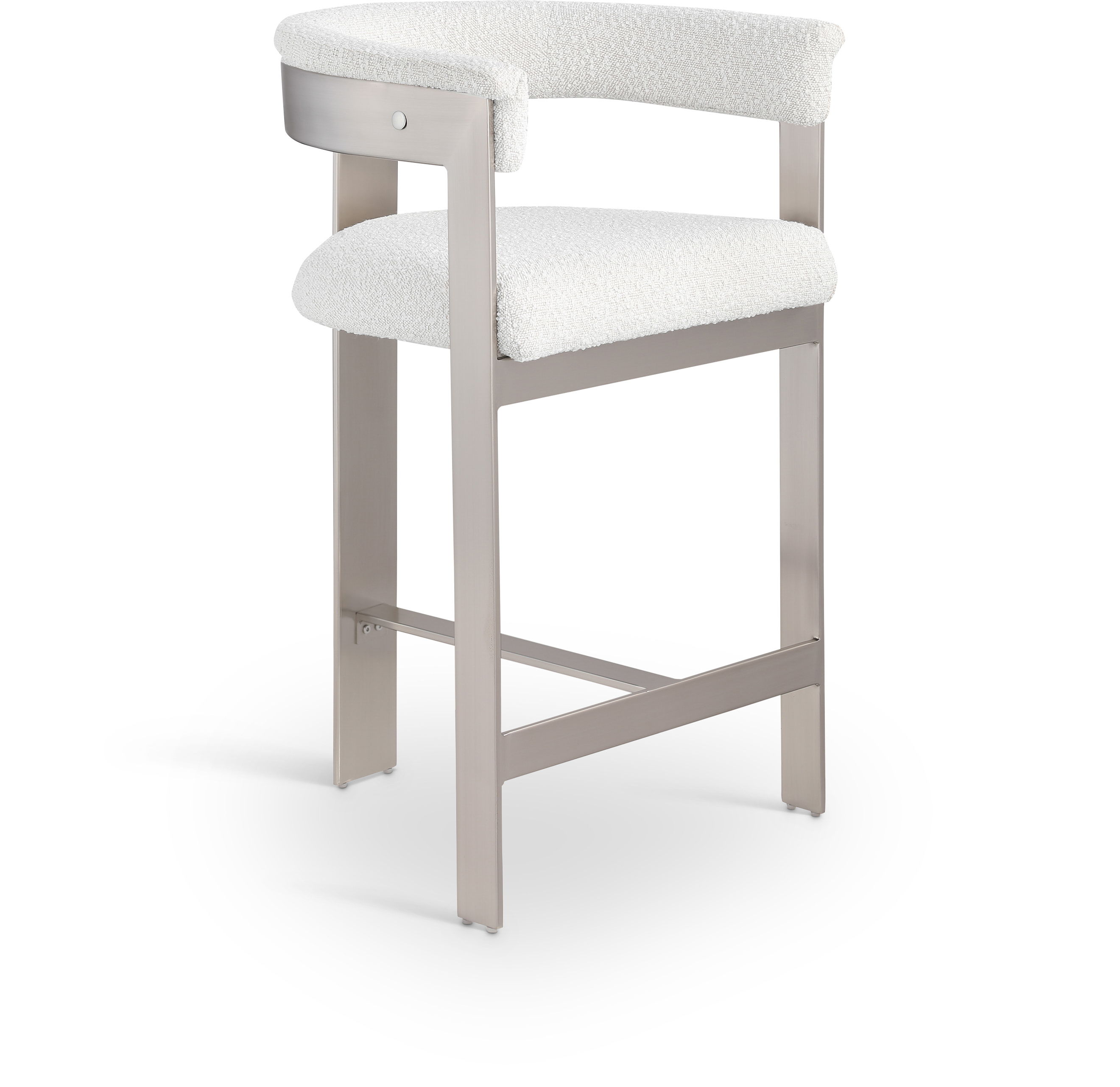 Romeo - Boucle Counter Stool With Silver Base (Set of 2) - Cream