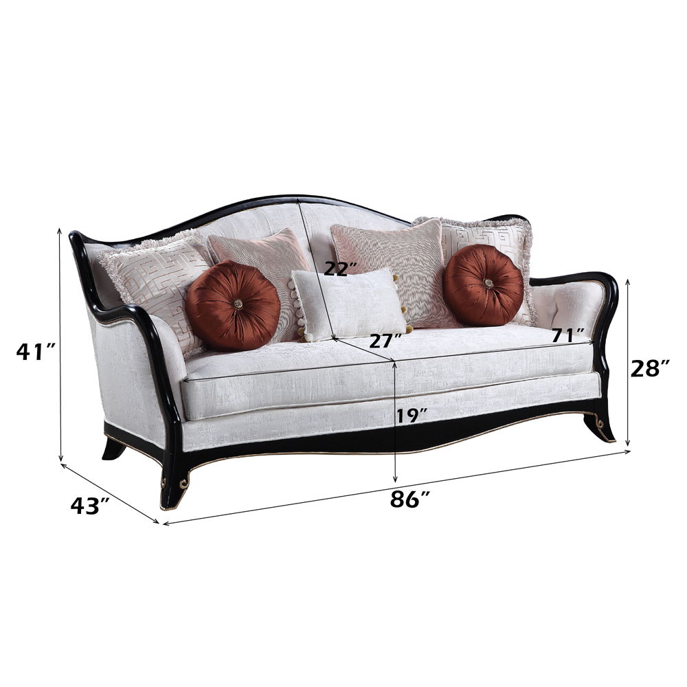 Nurmive - Sofa With 7 Pillows - Beige Fabric, white, view 6