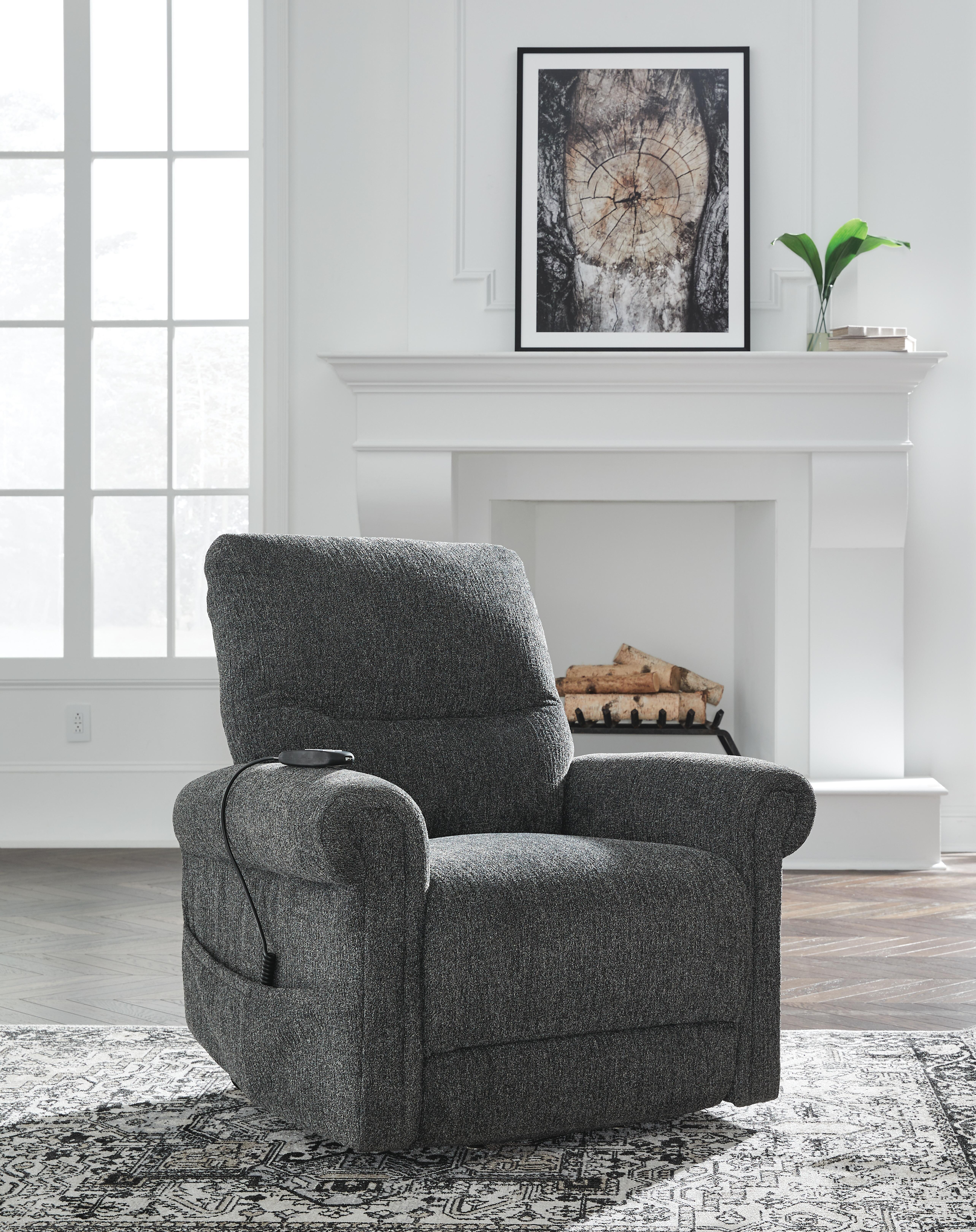 Ashley Furniture Aureta - Power Lift Recliner - Charcoal - Image 2