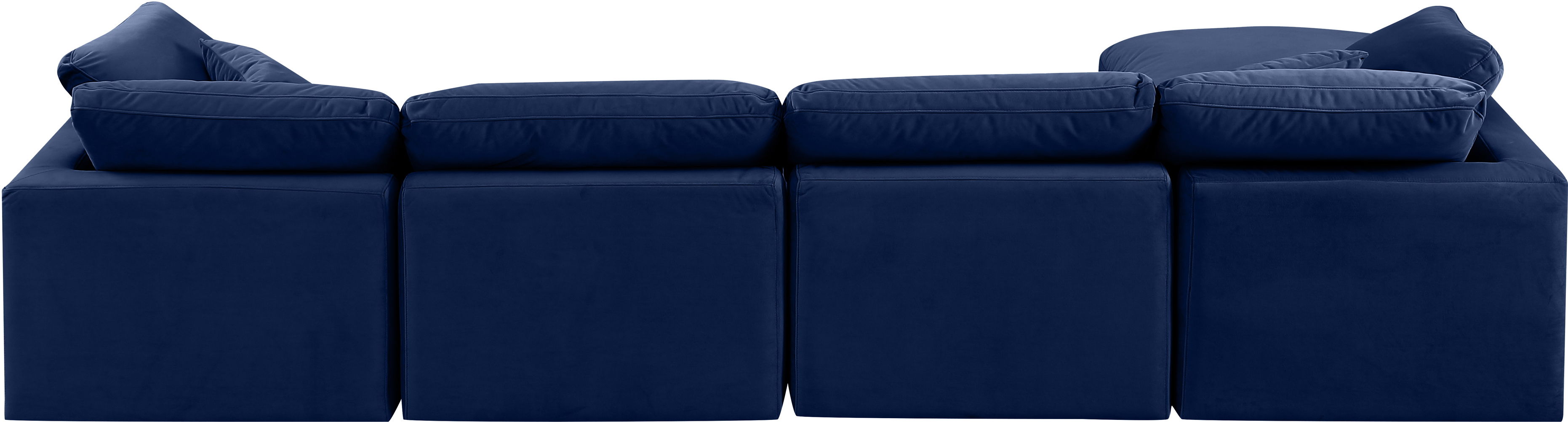 Indulge - Velvet 5 Piece Modular Sectional With Chaise - Blue