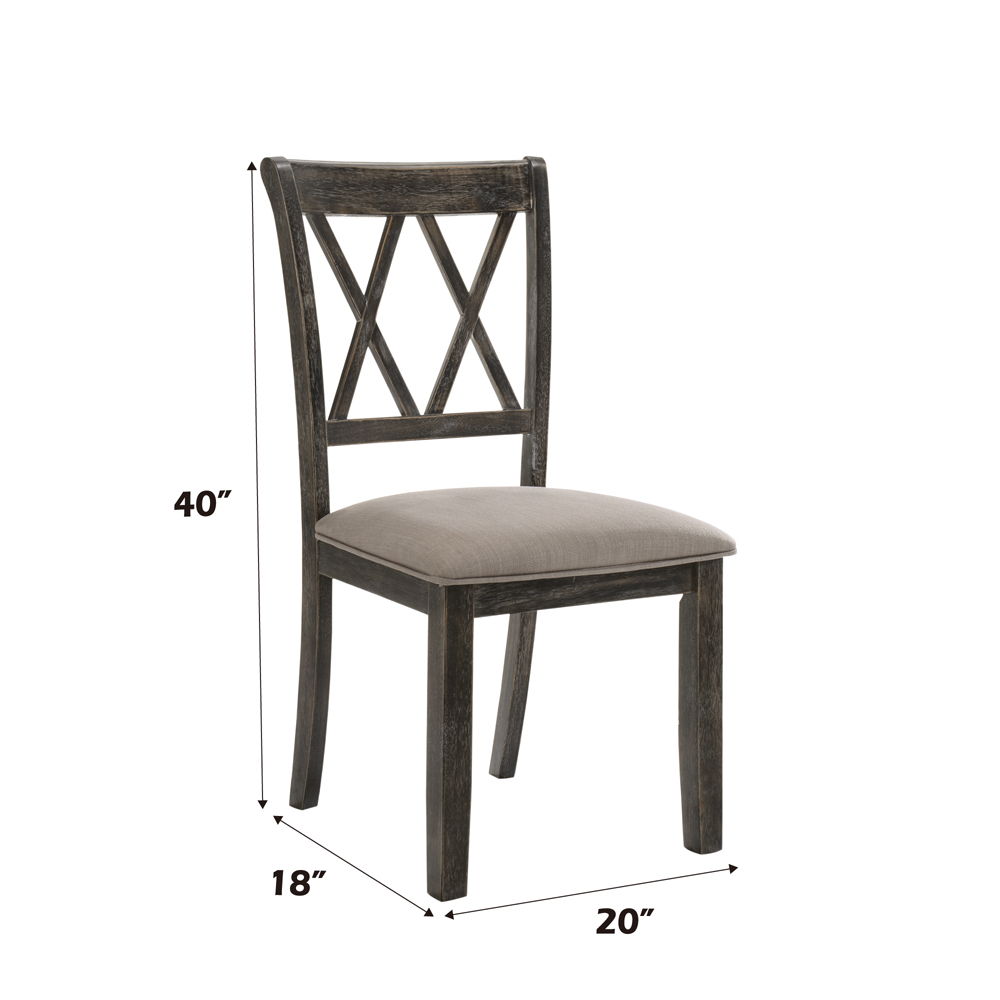 Claudia II - Side Chair (Set of 2) - Beige Fabric & Weathered Gray, dark gray, view 6