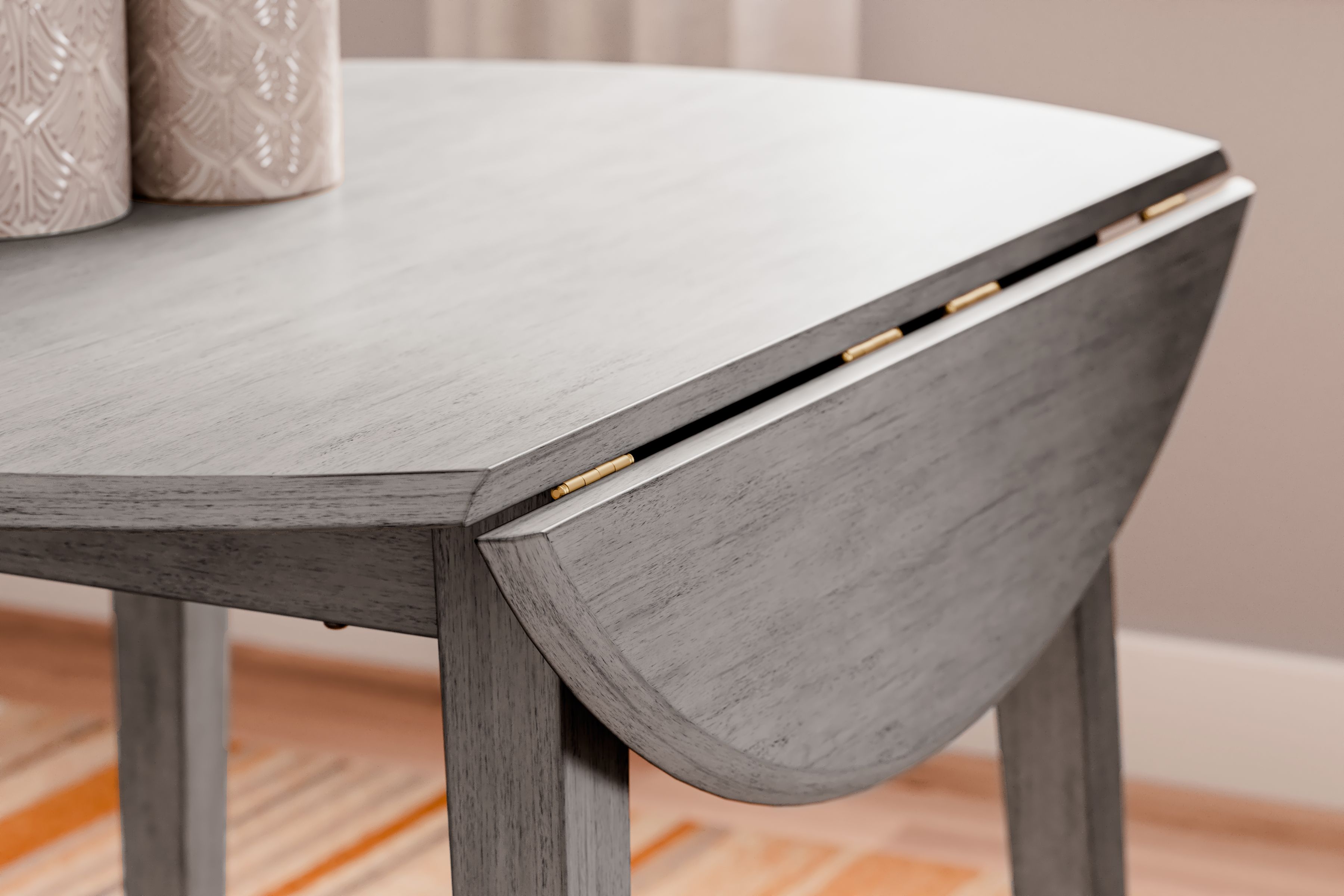 Ashley Furniture Shullden - Round Drm Drop Leaf Table - Gray - Image 6