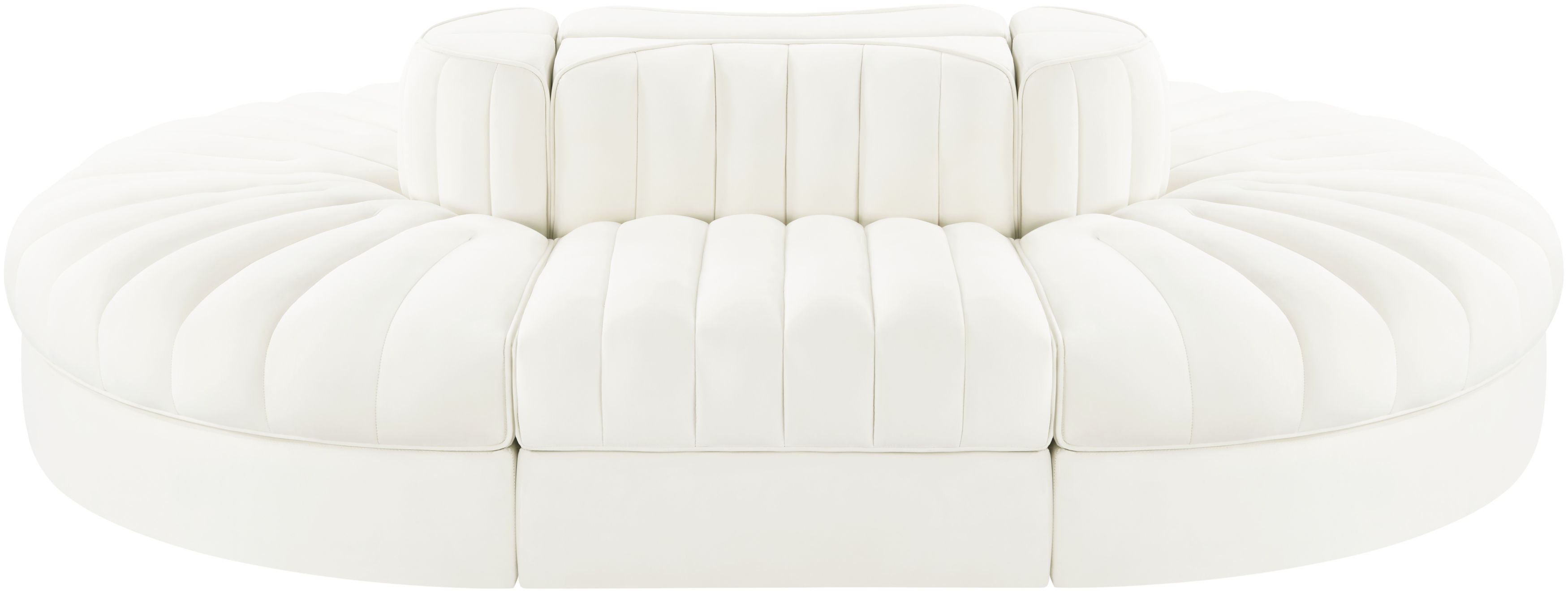 Rummi - Oval Velvet Performance Fabric Upholstered 6 Piece Modular Sectional - Cream