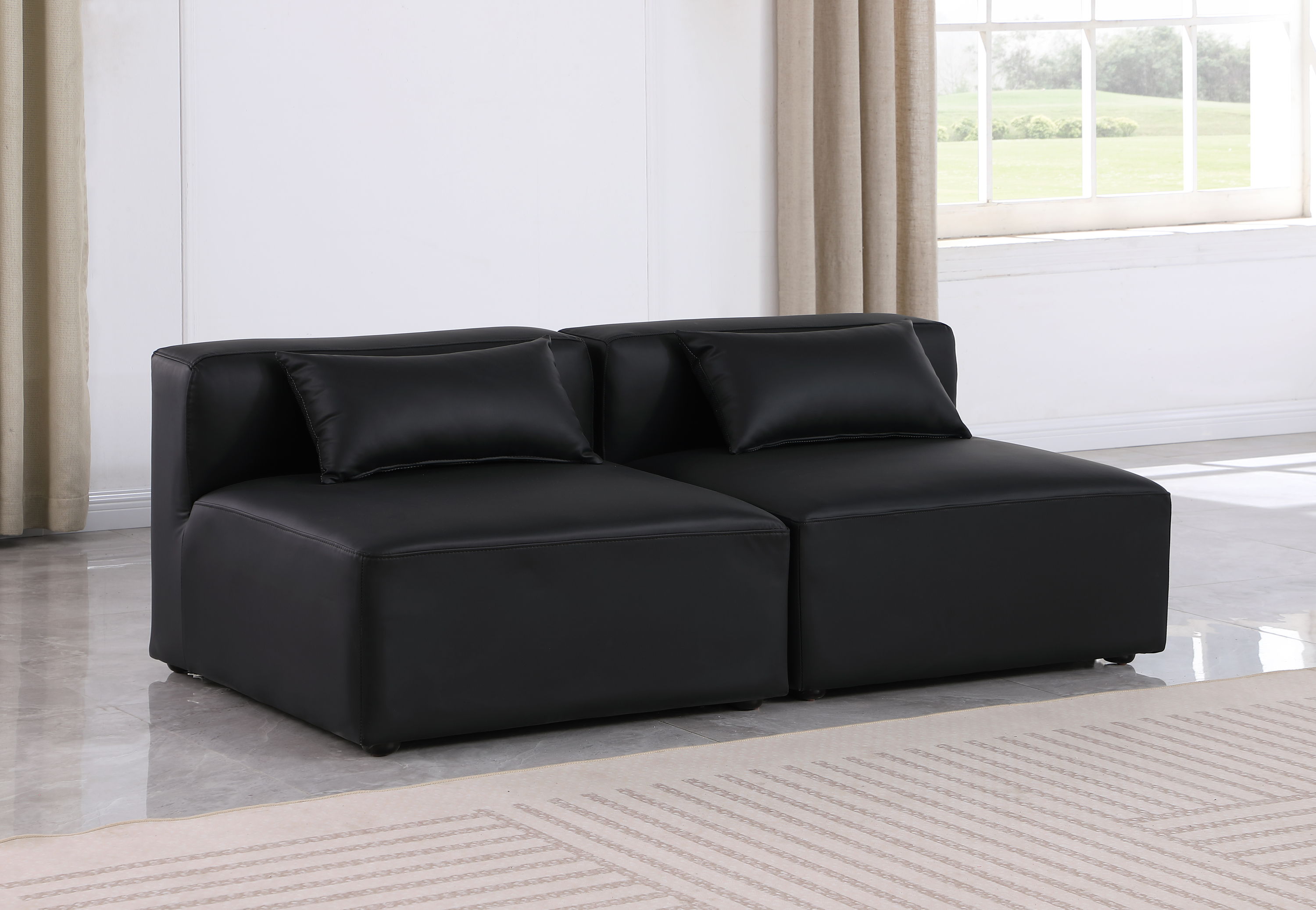 Cube - Modular 2 Piece Armless Sofa - Black