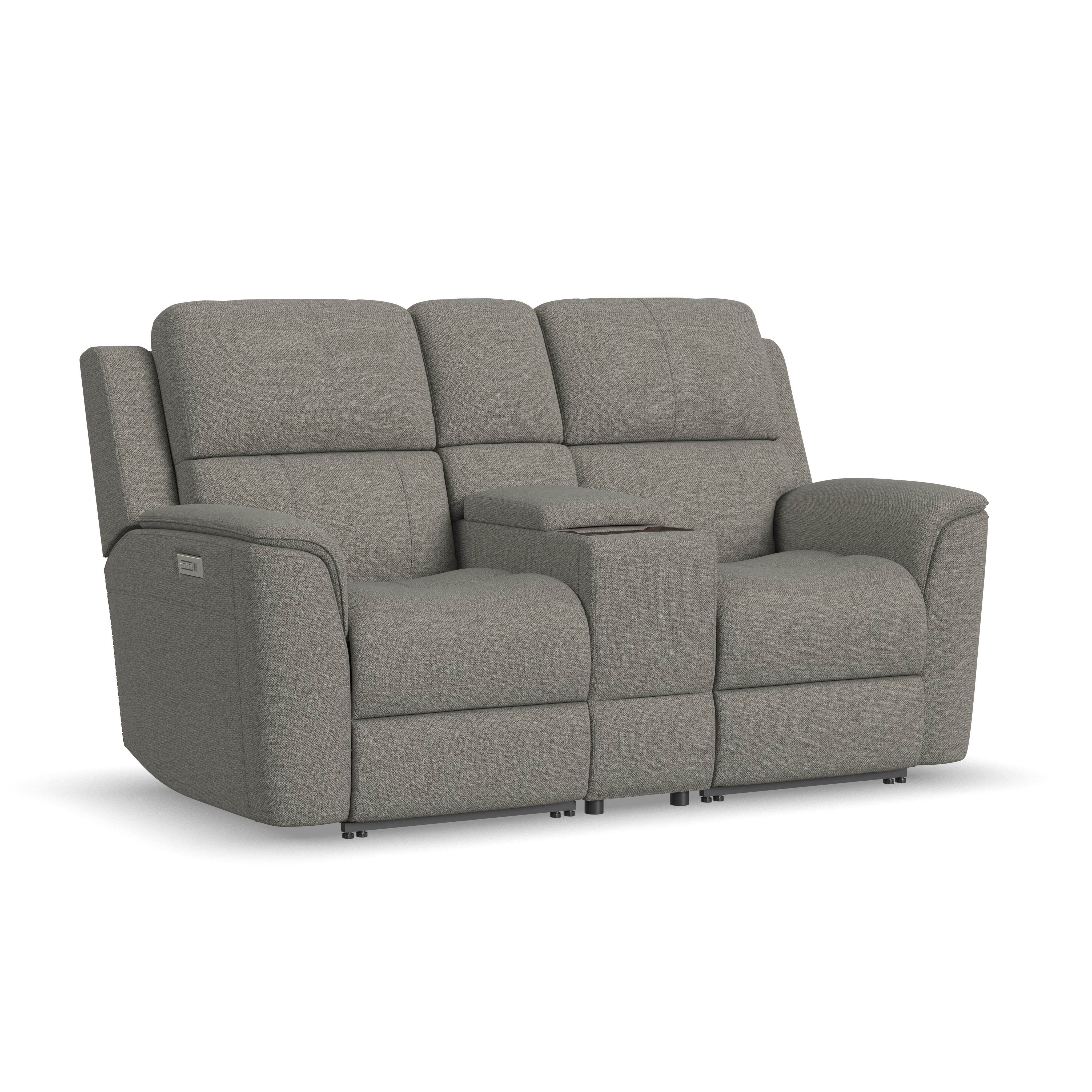 Henry - Power Reclining Loveseat With Console & Power Headrests & Lumbar - Fog, gray