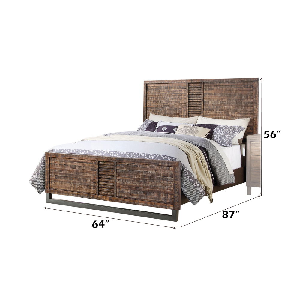 Andria - Queen Bed - Reclaimed Oak, light brown, view 3