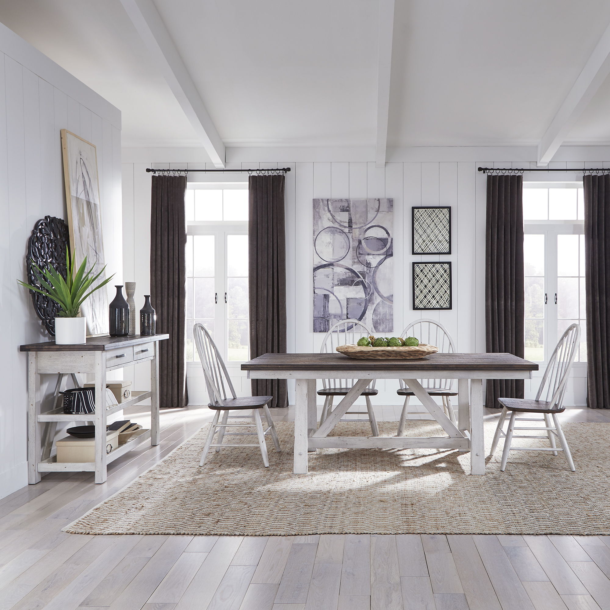 Liberty Furniture Farmhouse - 5 Piece Trestle Table Set - White