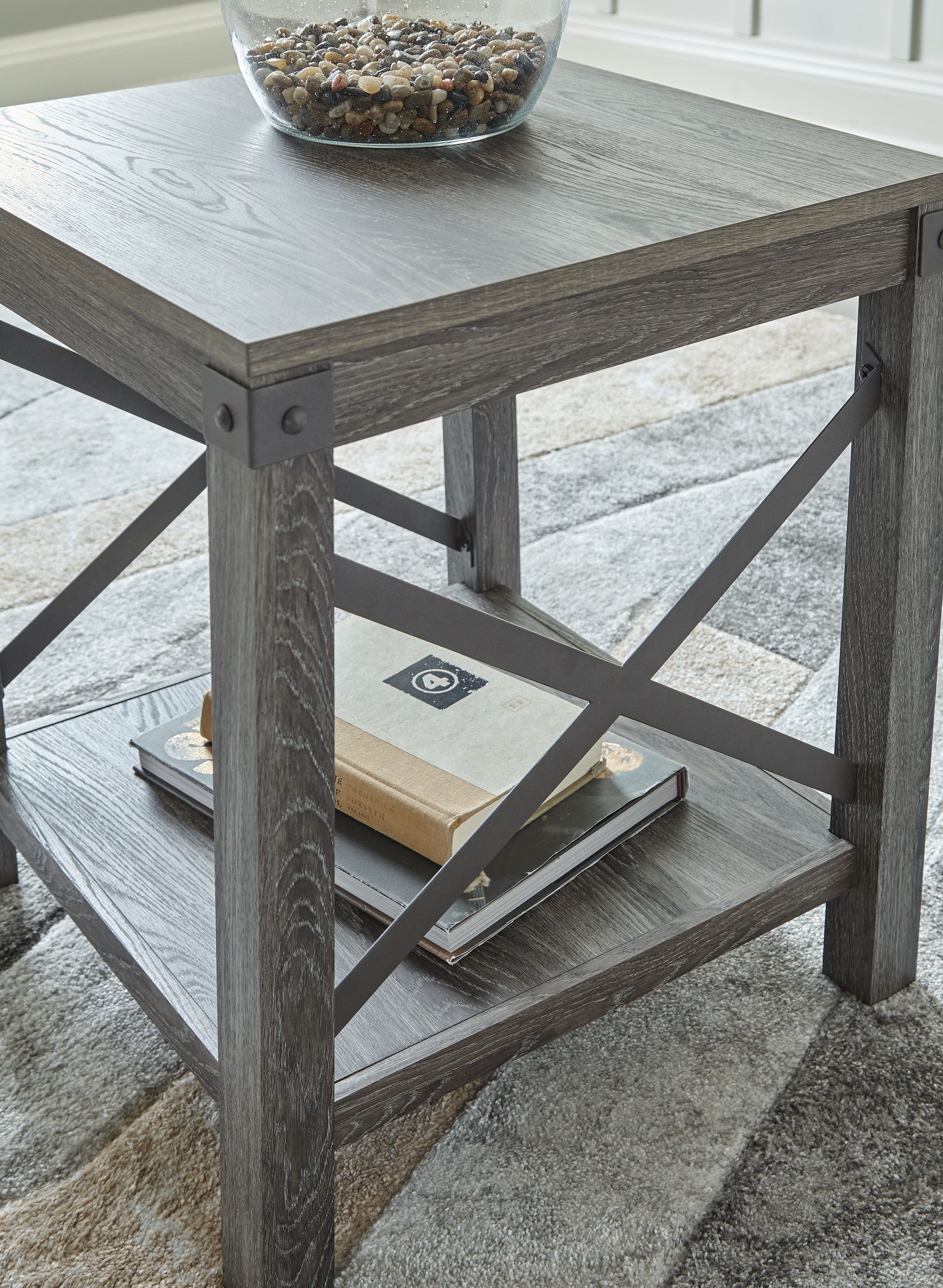 Ashley Furniture Freedan - Square End Table - Grayish Brown - Image 5