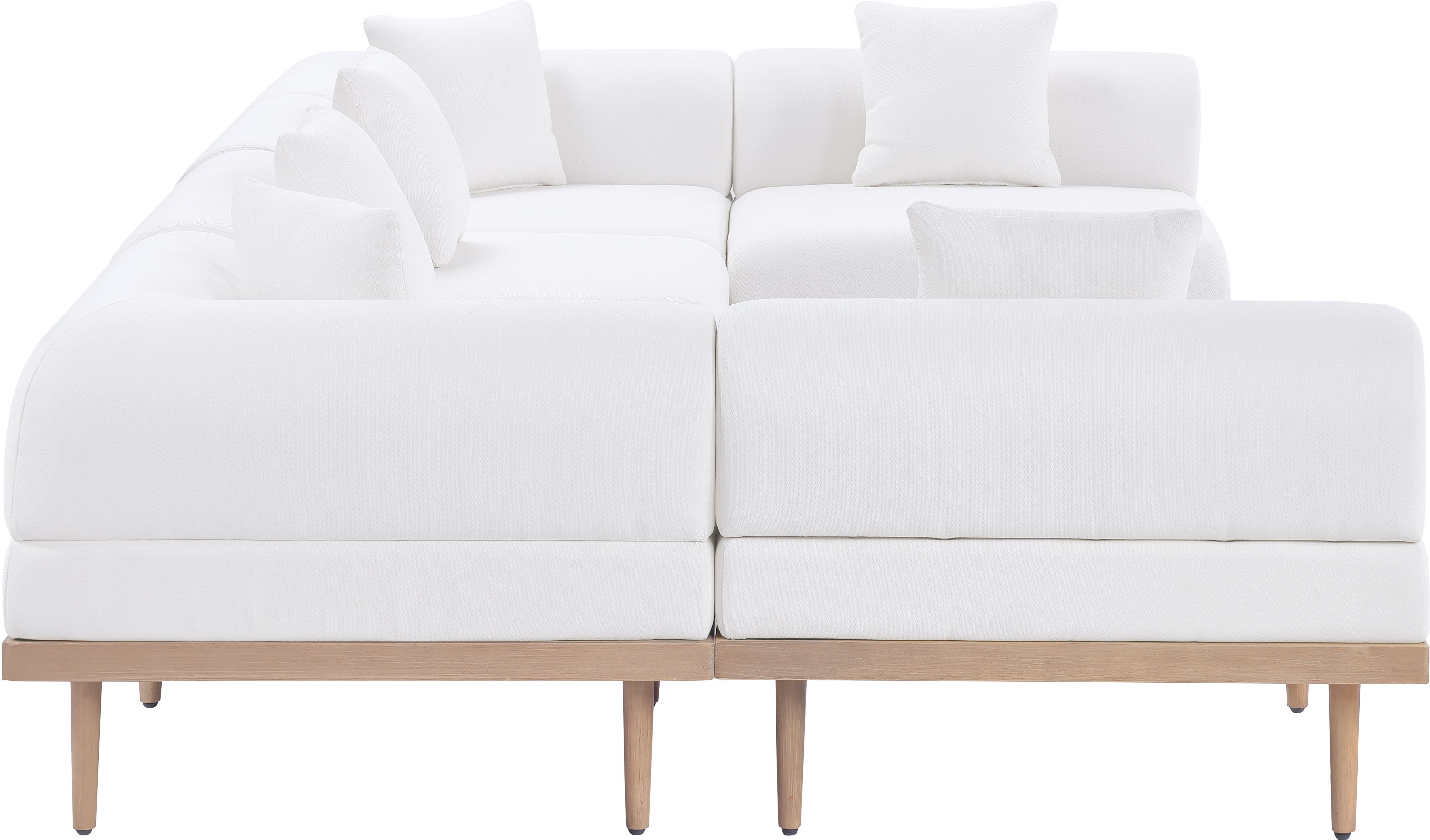 Laguna - 6 Piece Resilient Water Resistant Fabric 142" Outdoor Patio Modular Sectional - Cream