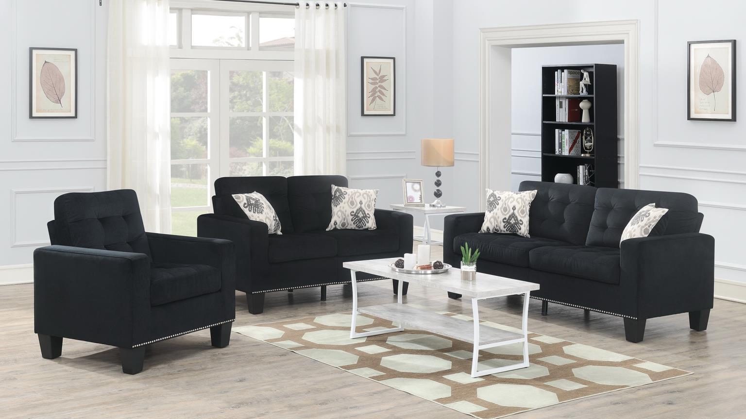 U436 - Velvet Sofa - Black