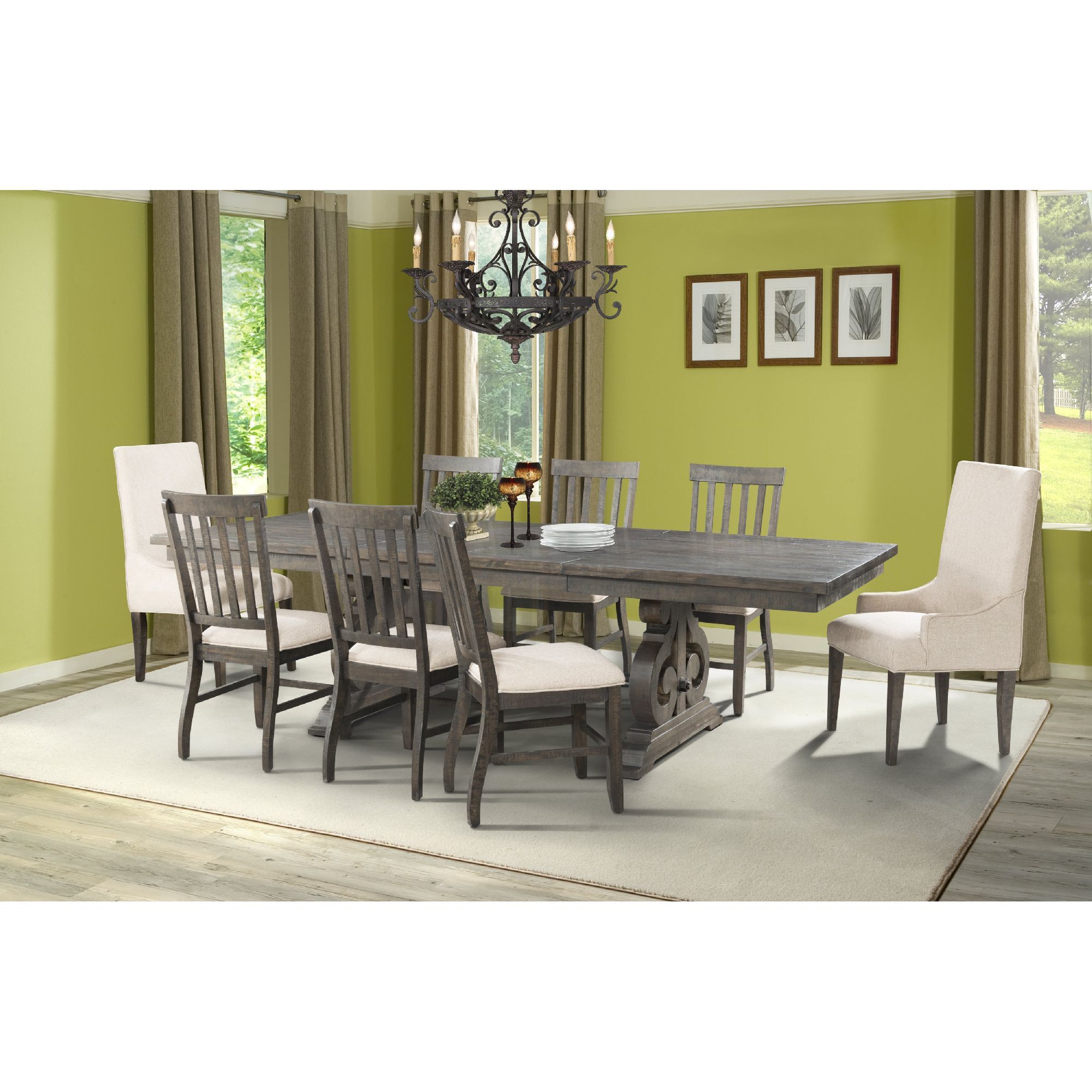 7 Pc · Table, Four Side Chairs And Two Parson Chairs