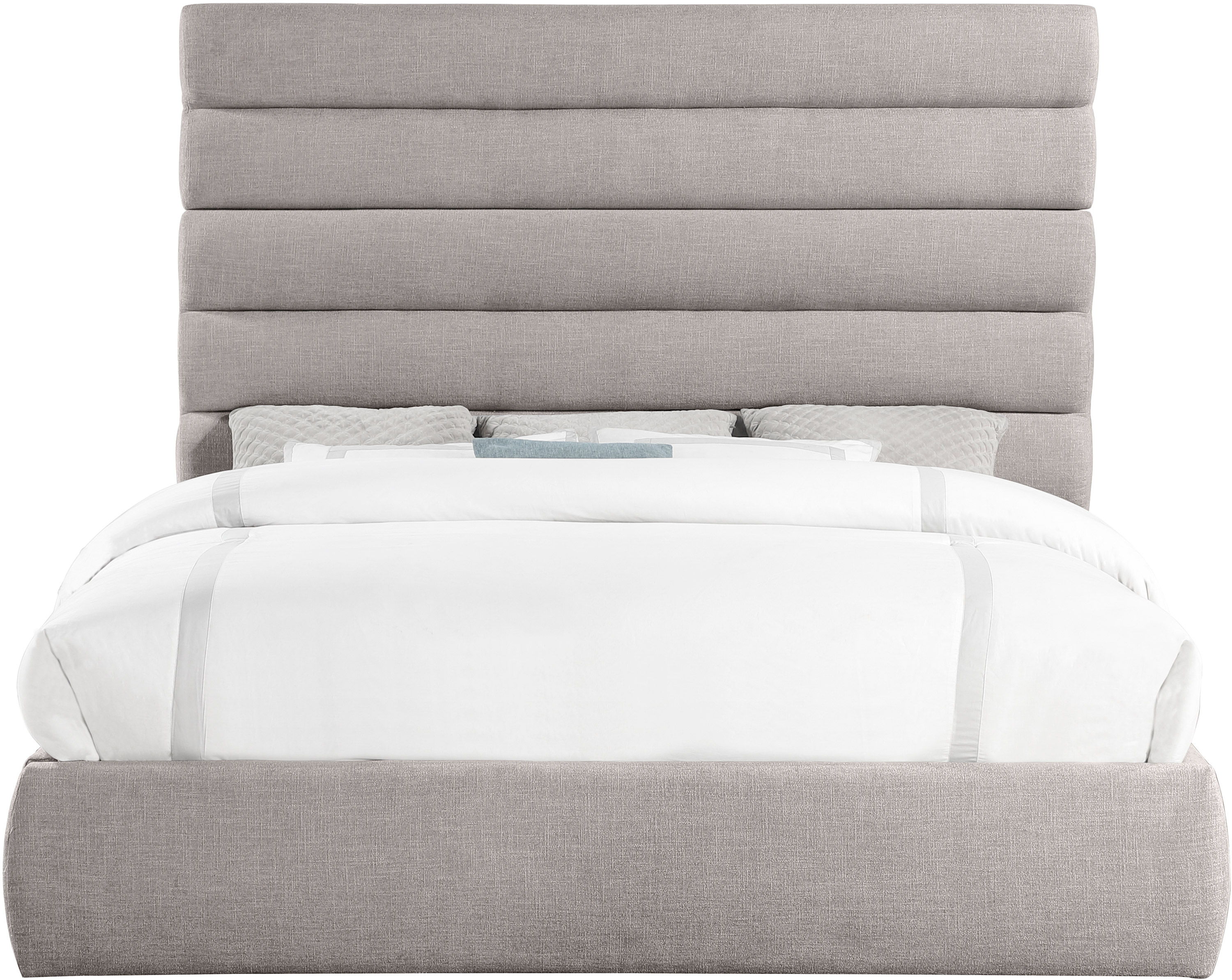 Adam - Linen Fabric King Bed With 70.5" Headboard - Taupe