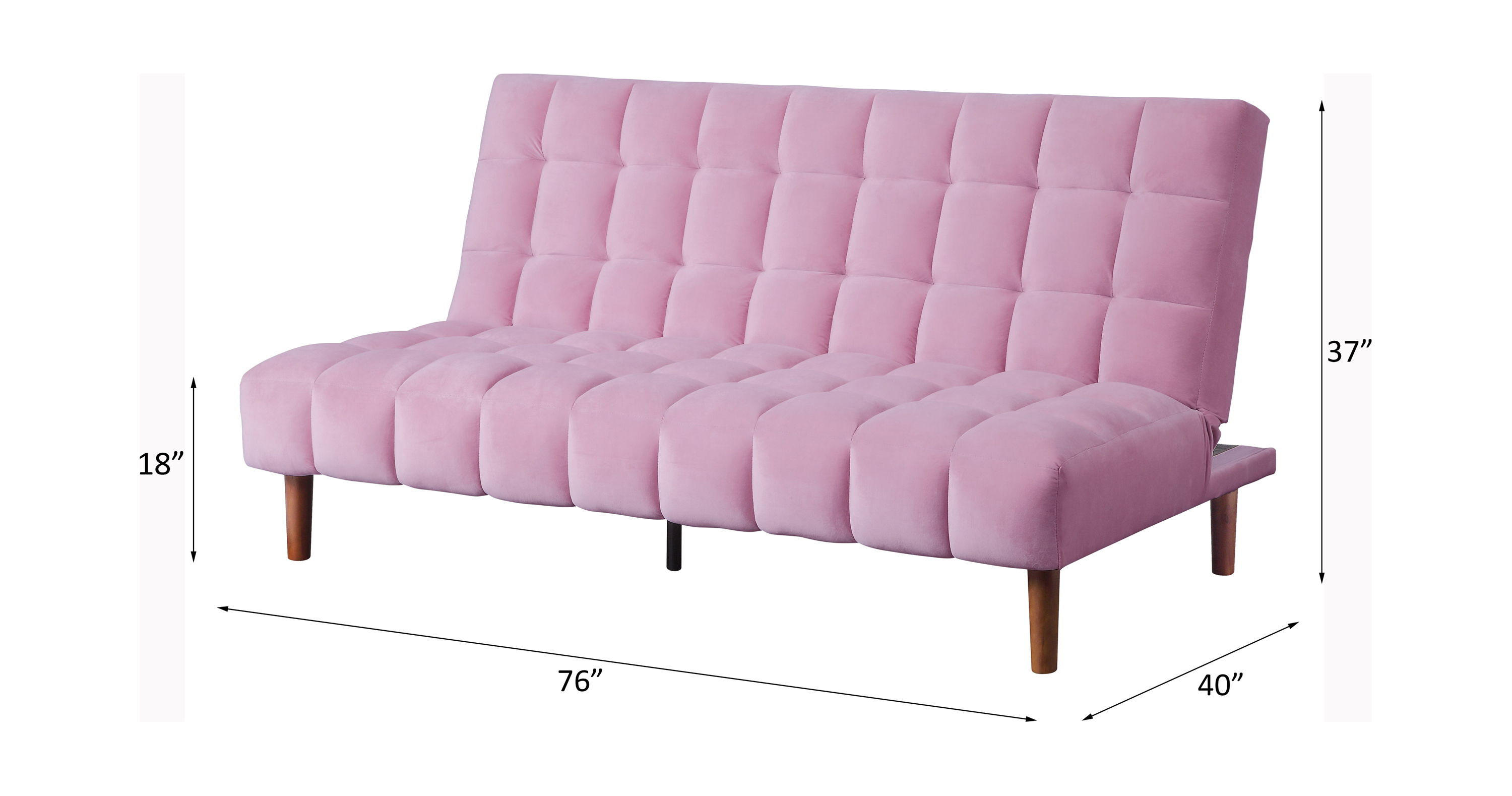 Yolandi - Adjustable Sofa - Pink Velvet & Dark Walnut, pink, view 8