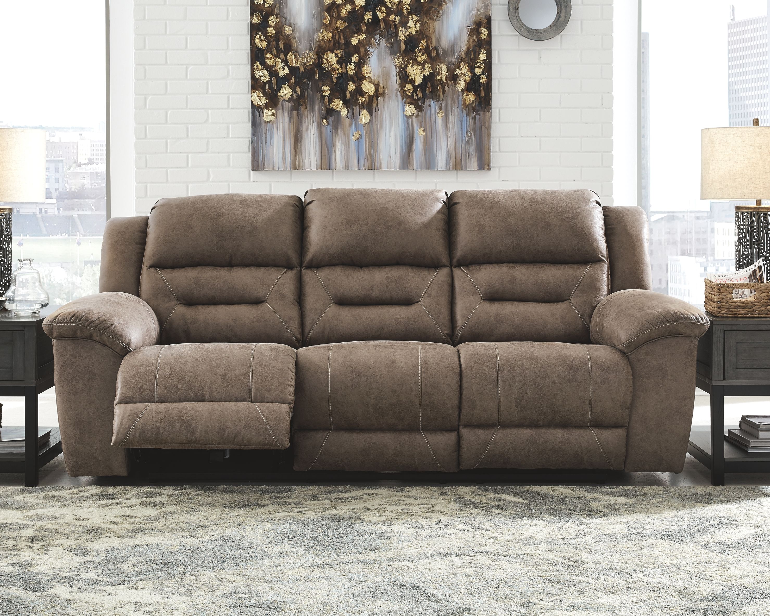 Ashley Furniture Stoneland - 2 Pc. - Power Sofa, Loveseat - Fossil - Image 2