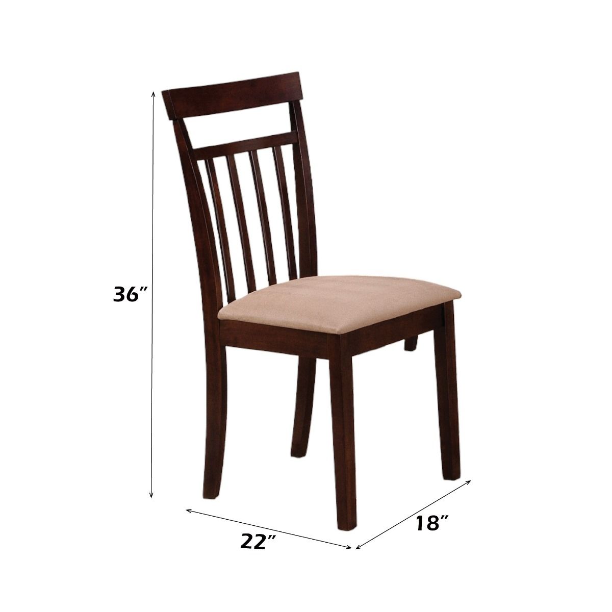 Samuel - 5 Piece Dining Set - Beige Microfiber &Espresso, dark brown, view 3