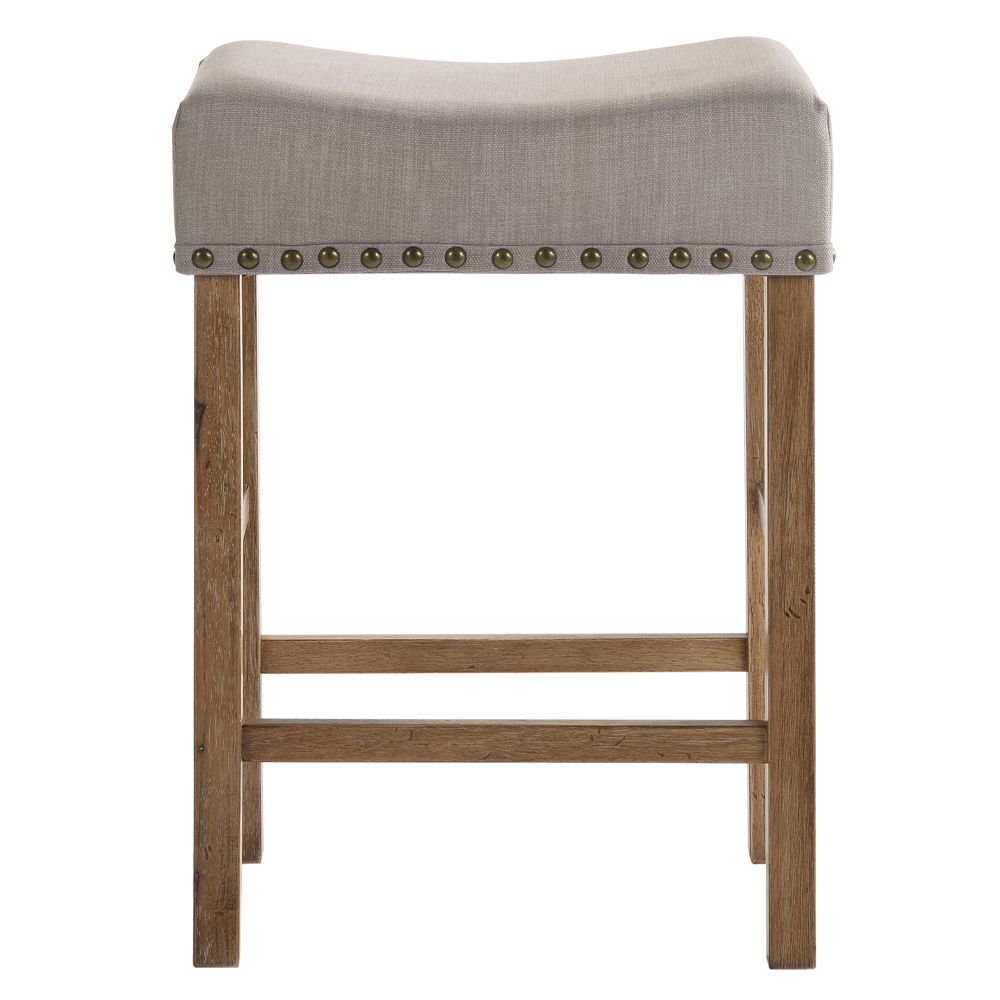 Martha II - Counter Height Stool (Set of 2) - Tan Linen & Weathered Oak, light brown, view 7