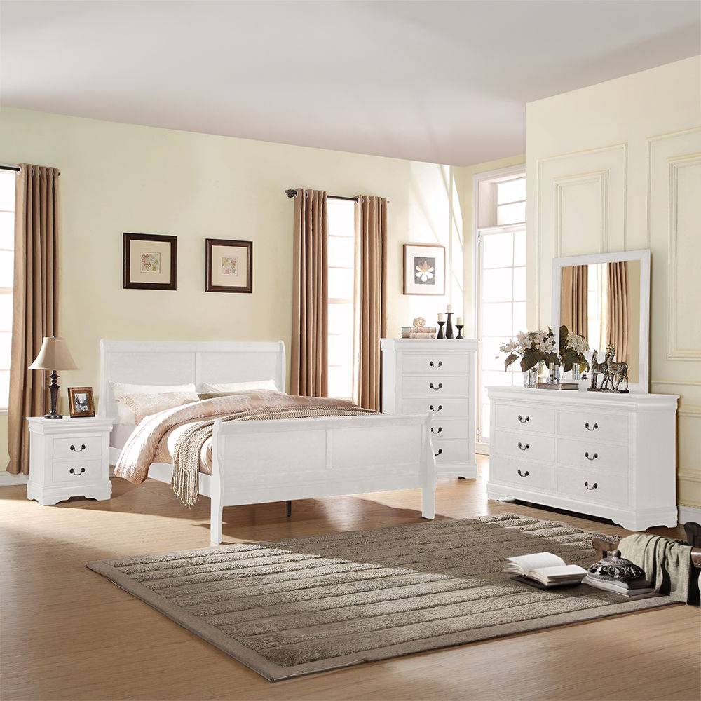 Louis Philippe - Queen Bed - White, white, view 3