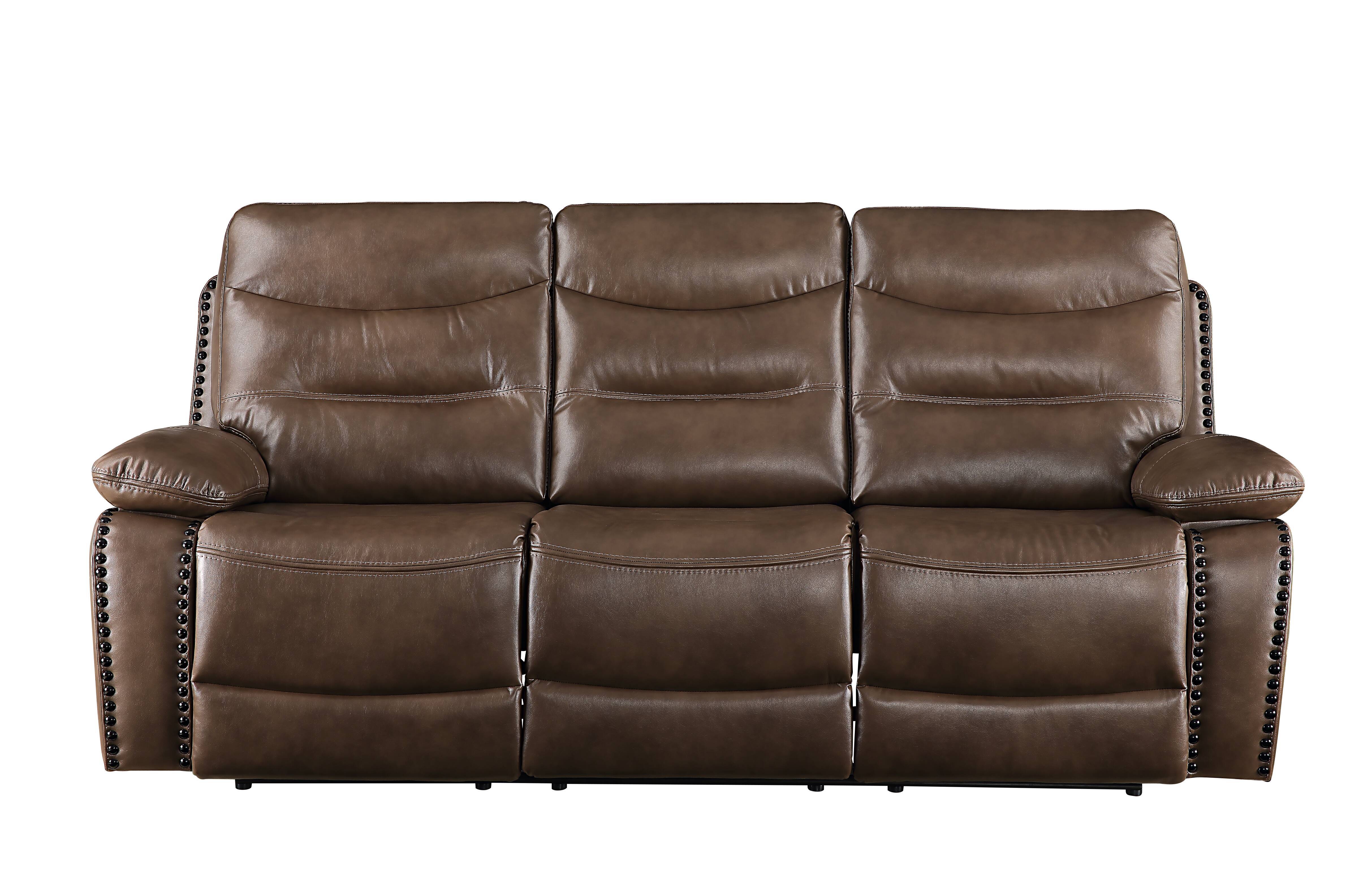 Aashi - Leather Gel Match Recliner Sofa - Brown Image