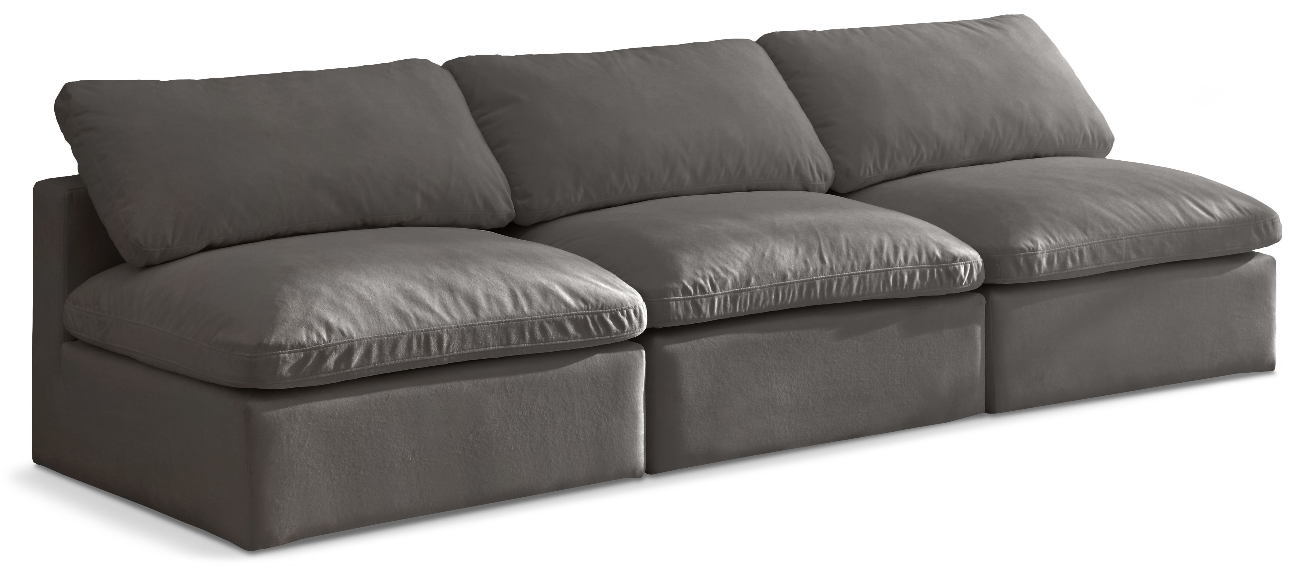 Plush - 3 Seat Modular Armless Sofa - Gray