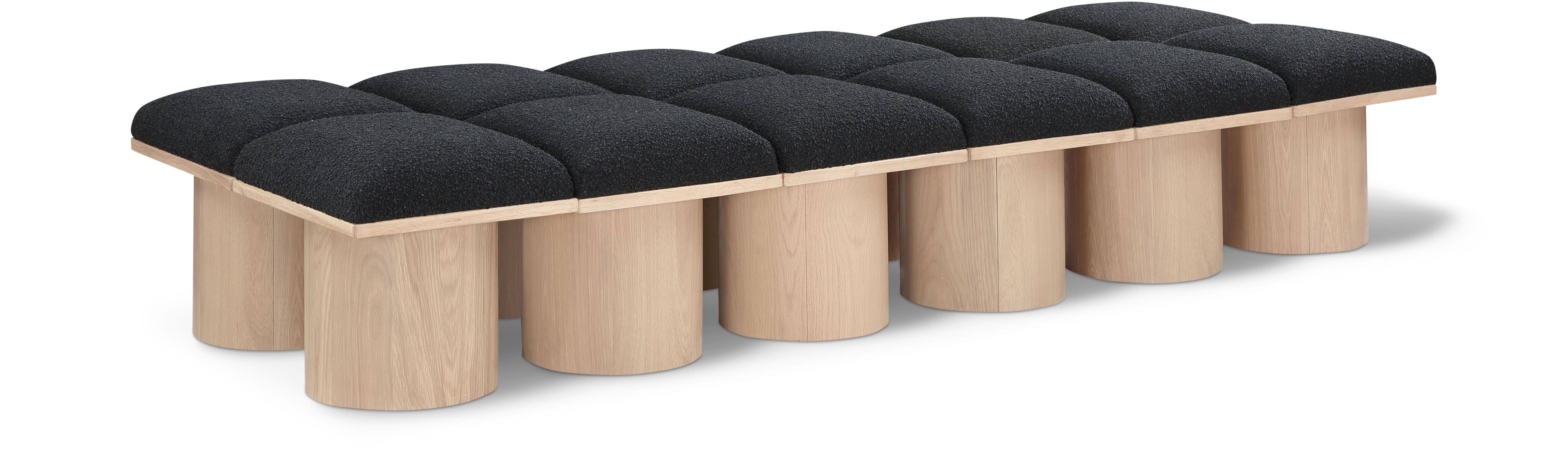 Pavilion - 93" 12 Piece Modular Bench With Natural Base - Black