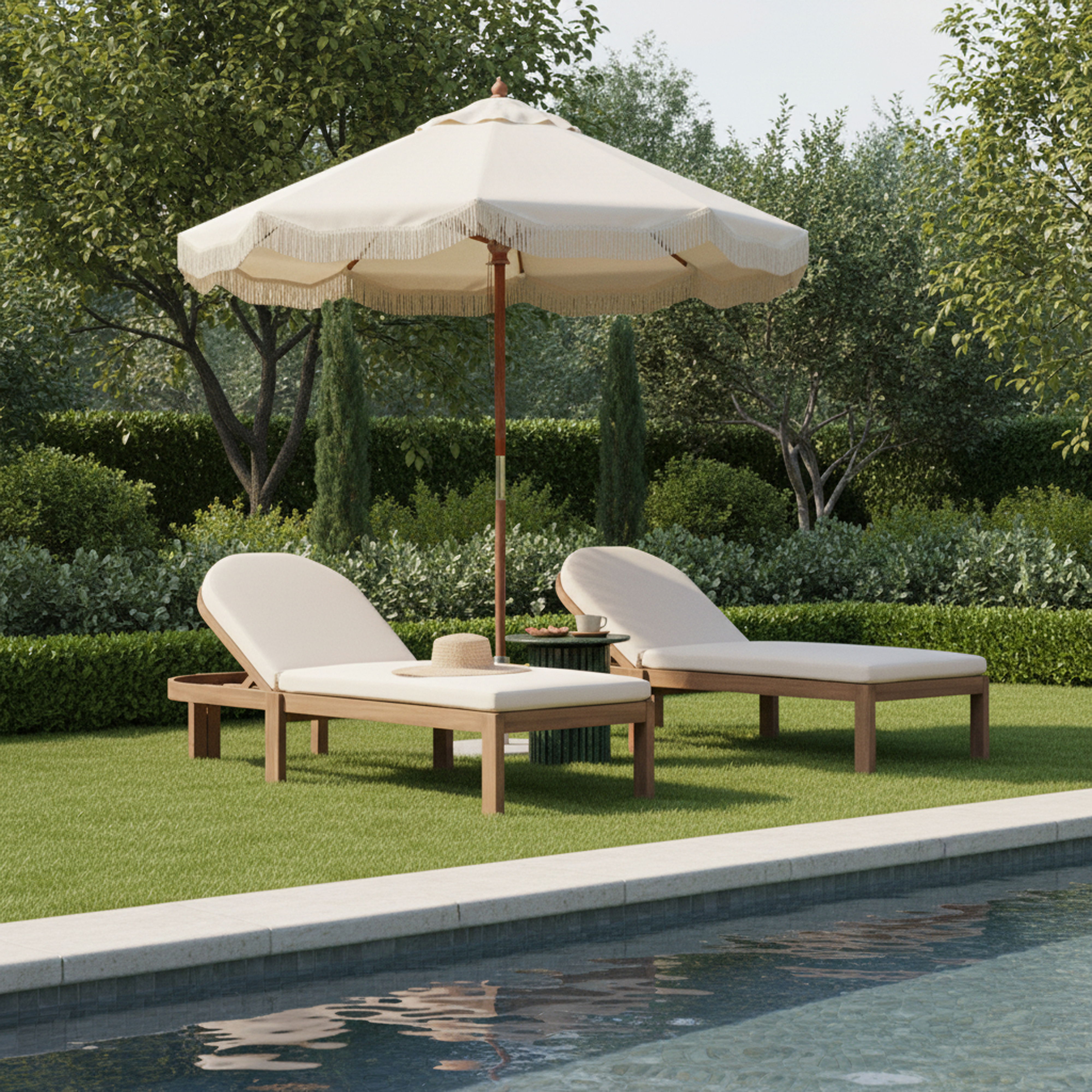 Newport - Water Resistant Fabric Upholstered Outdoor Patio Lounge Chair - Cream