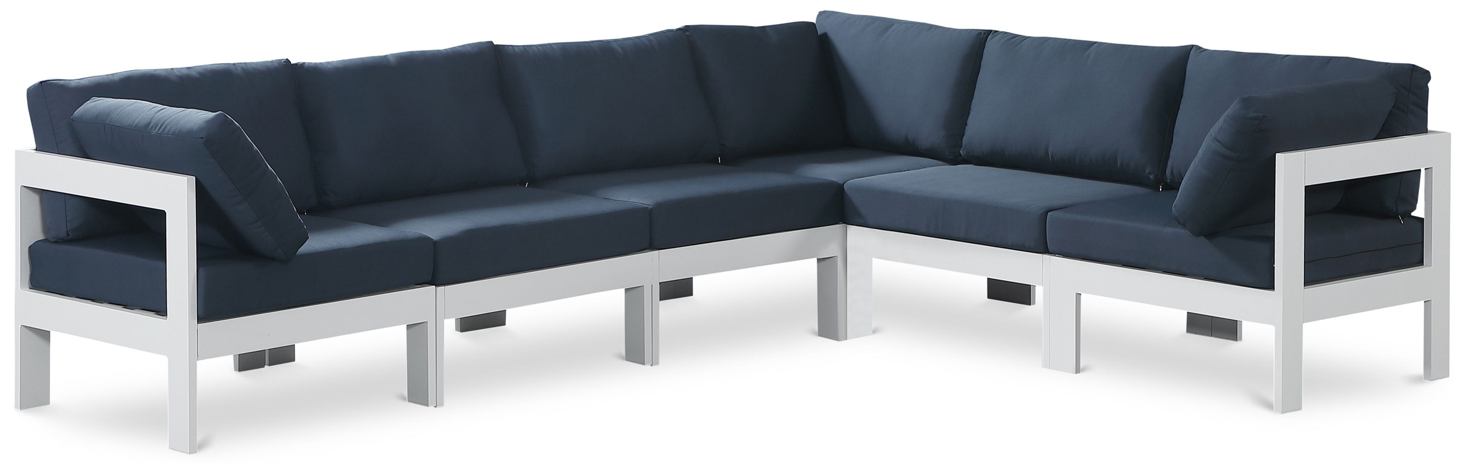 Nizuc - Outdoor Patio 6 Piece Modular Sectional With White Frame - Navy