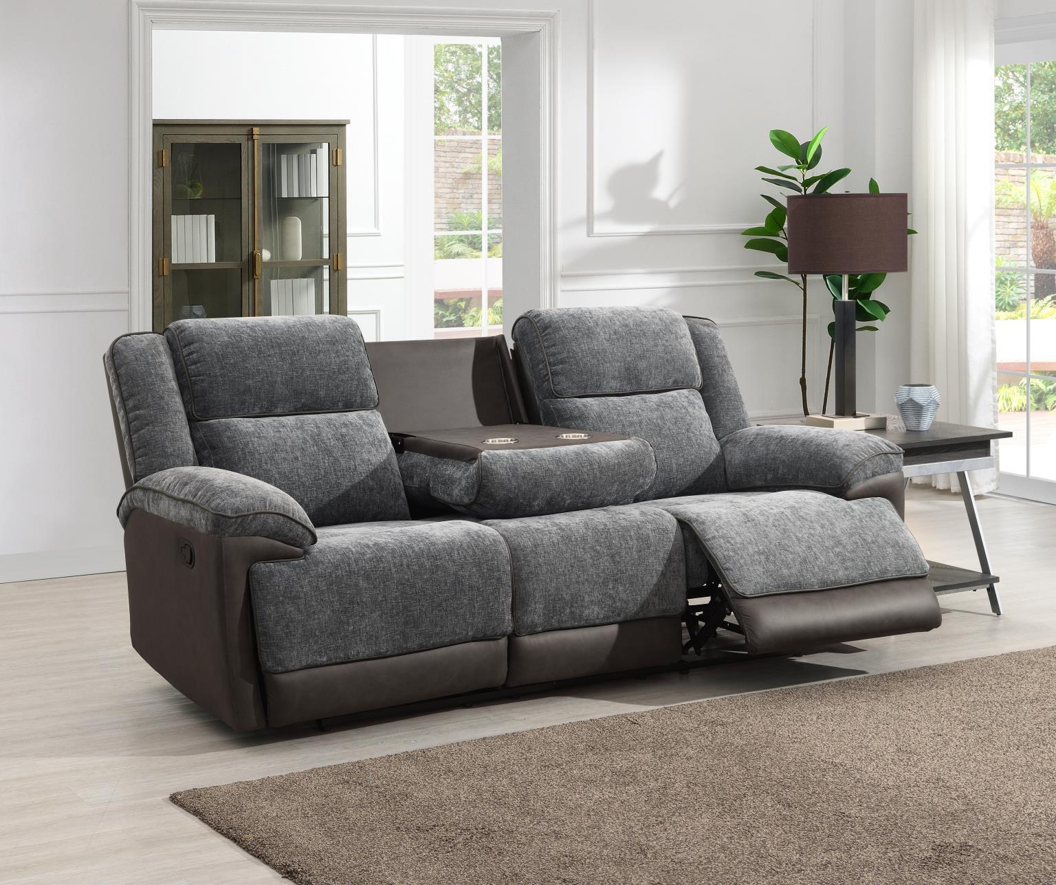 U177 - Motion Sofa & Motion Loveseat - Charcoal  Gray