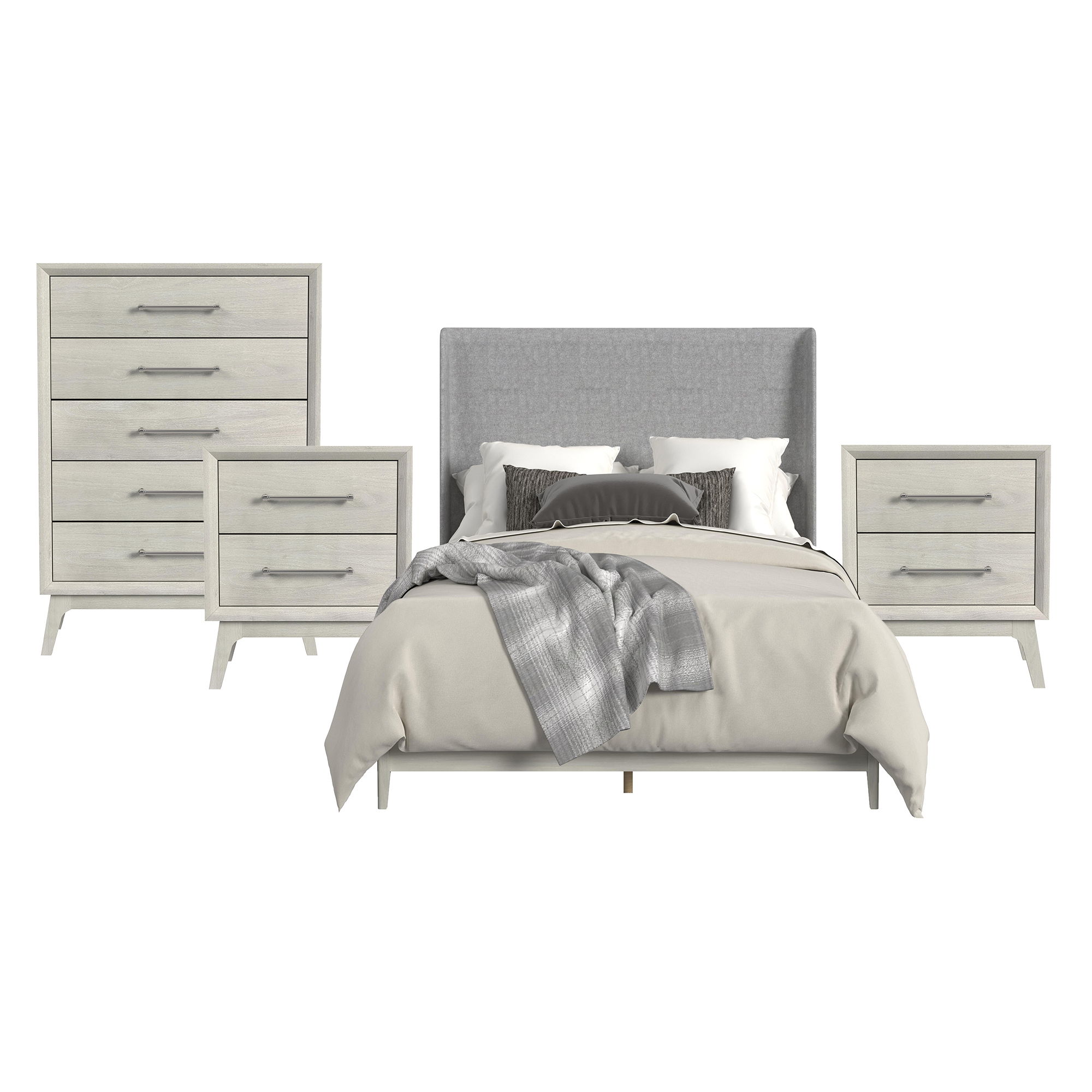 Queen · 4 Pc · Bedroom Set With 2 Nightstands & Chest