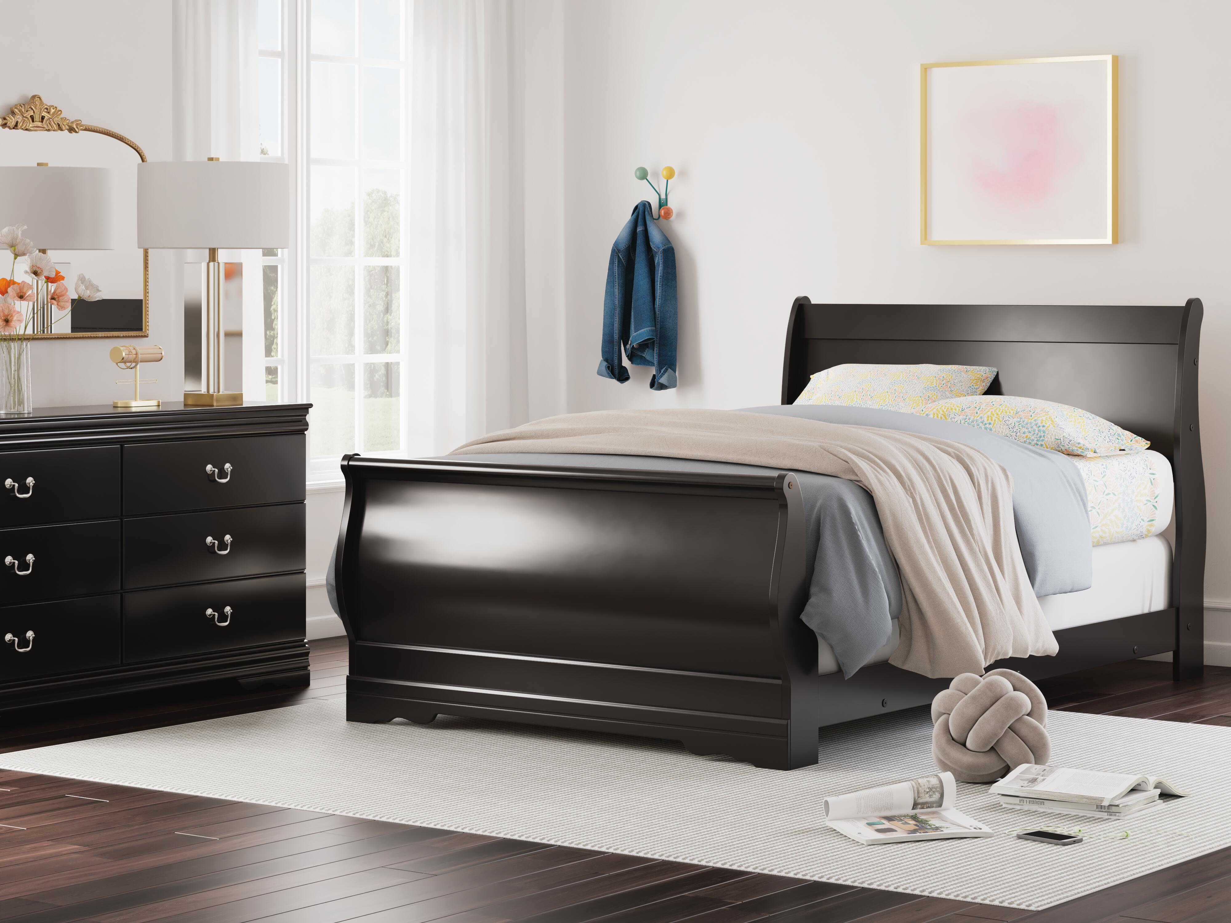 Huey Vineyard - Full Sleigh Bed - Black
