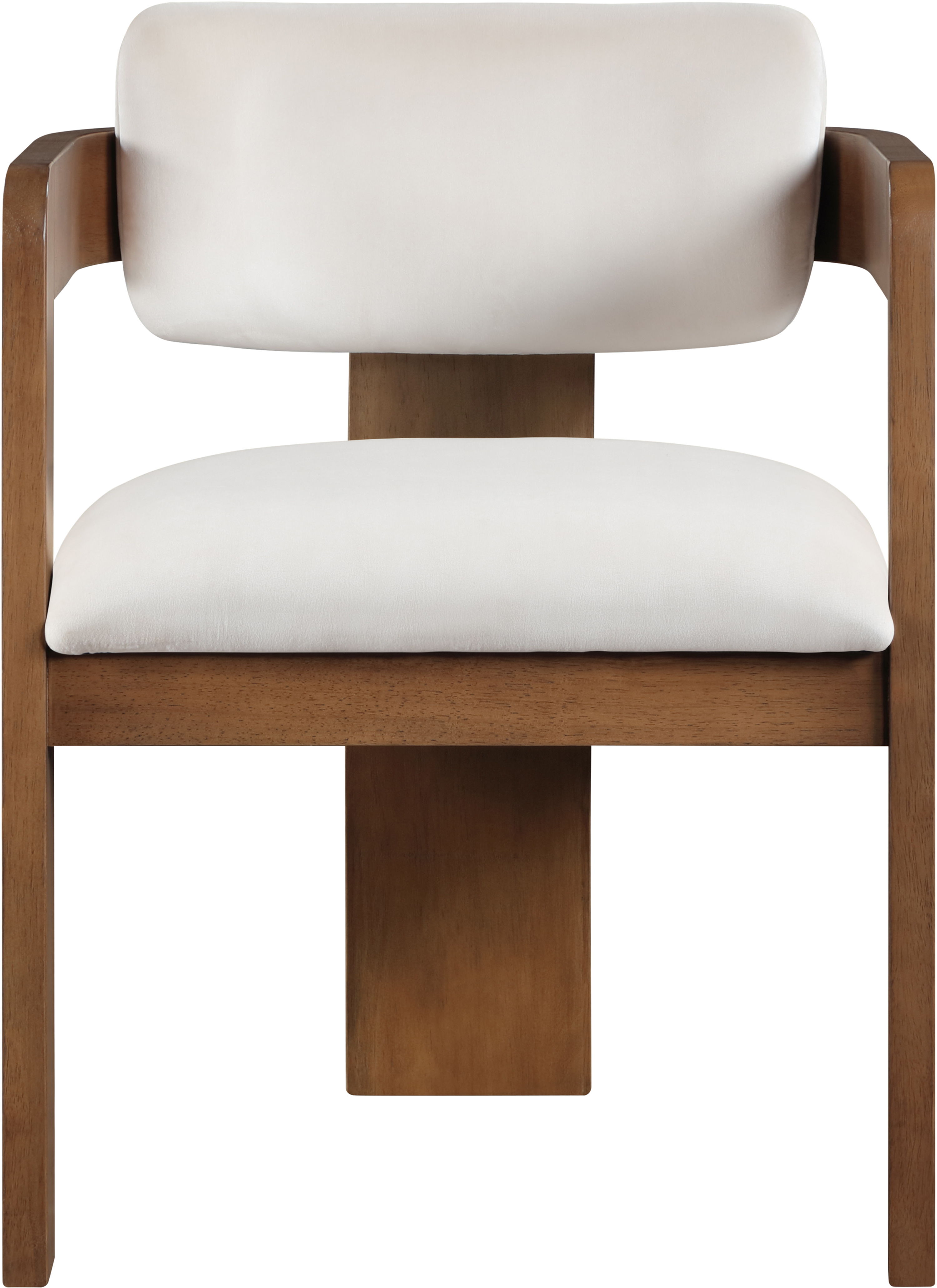 Sacha - Velvet Dining Chair With Brown Base (Set of 2) - Cream