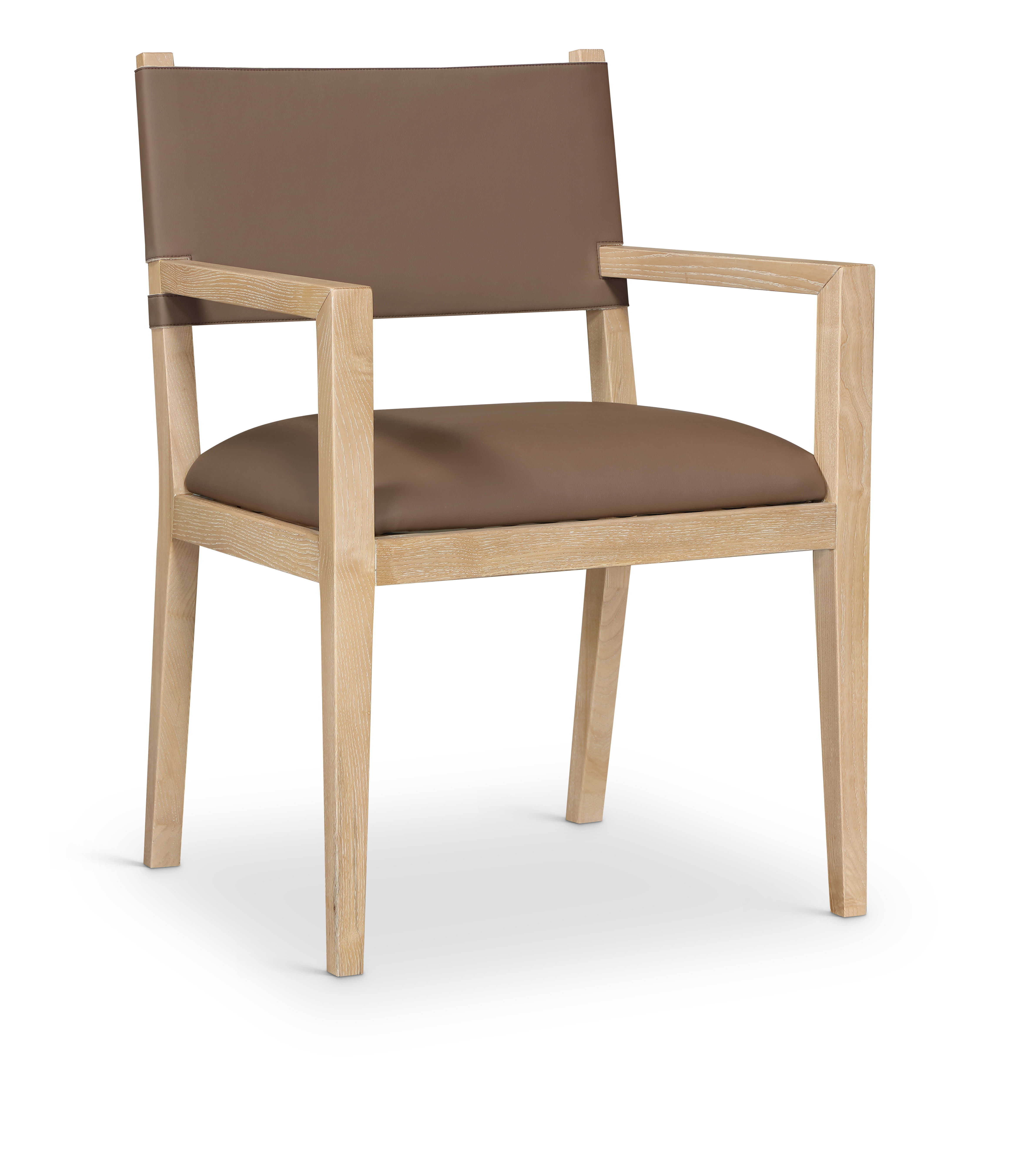 Avon - Vegan Leather Dining Arm Chair - Brown