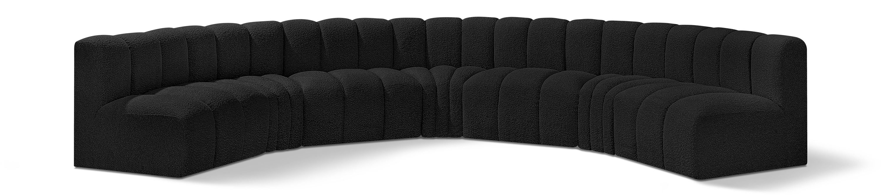 Arc - Boucle Fabric 7 Piece U-Shaped Modular Sofa - Black