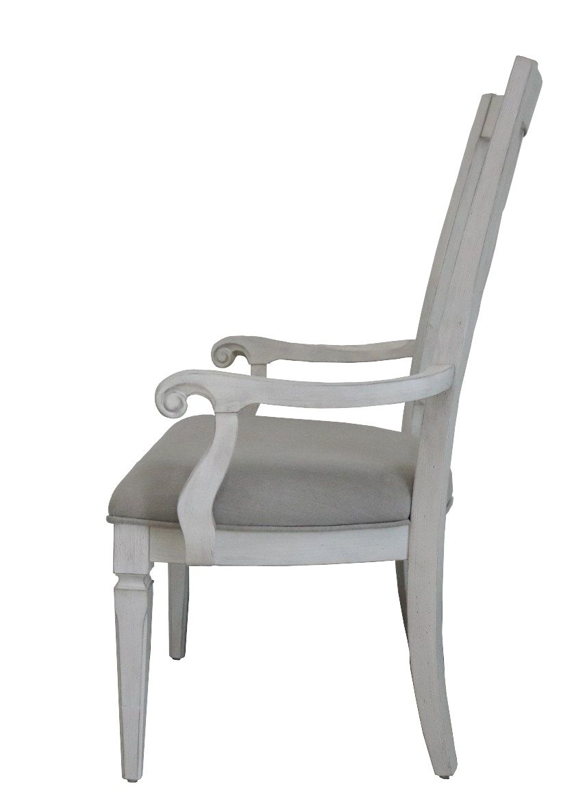 Katia - Arm Chair (Set of 2) - Light Gray Linen & Weathered White, white, view 2