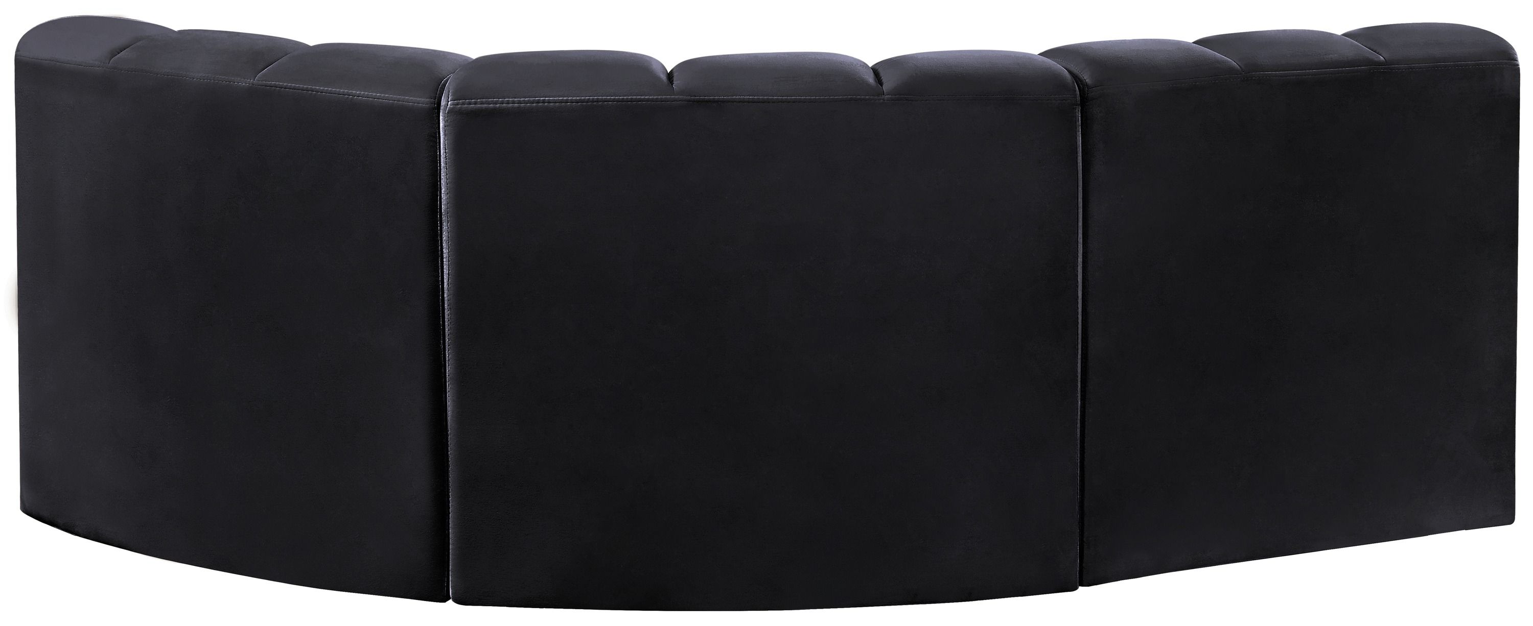Arc - Velvet 3 Piece Sofa - Black