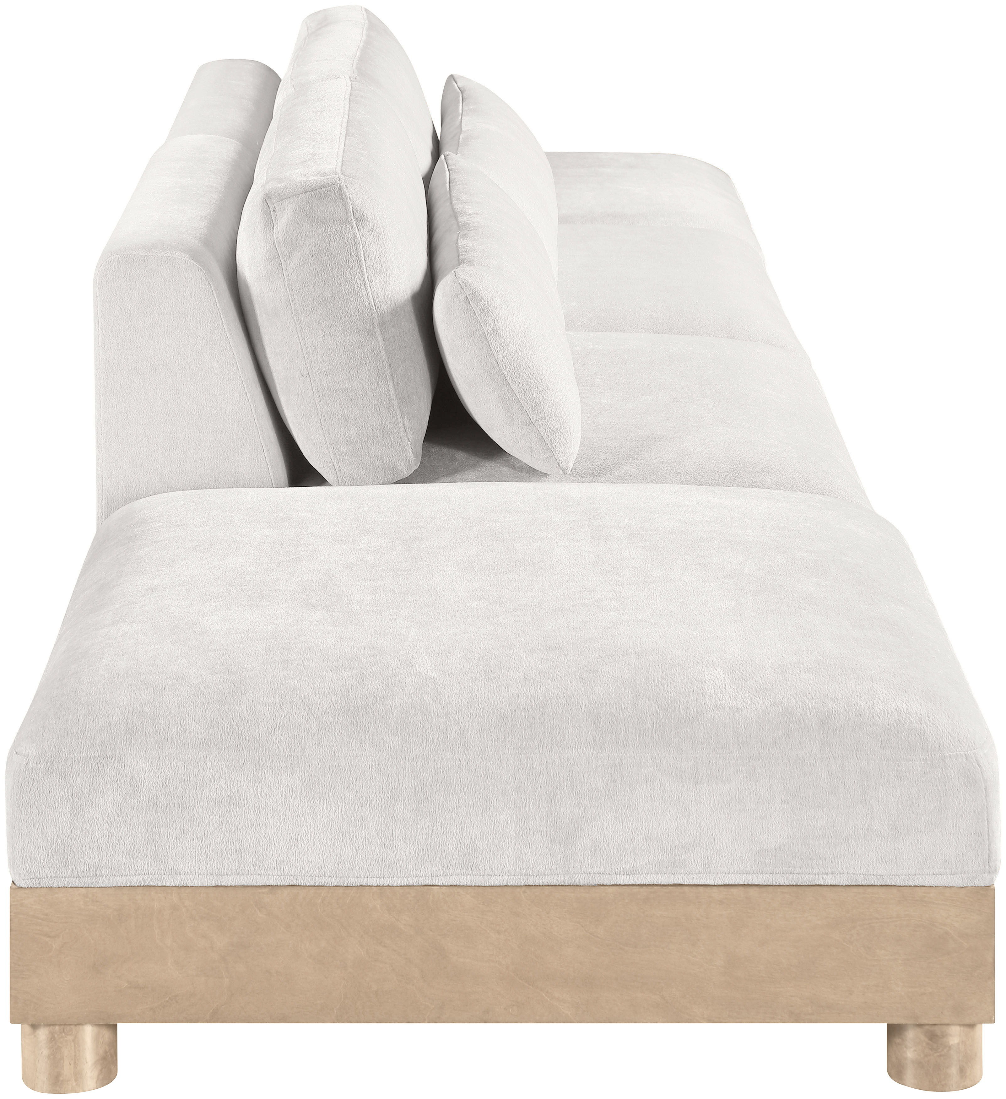 Turin - 160" Chenille Fabric Upholstered 4 Piece Modular Sofa - Cream / Natural Oak