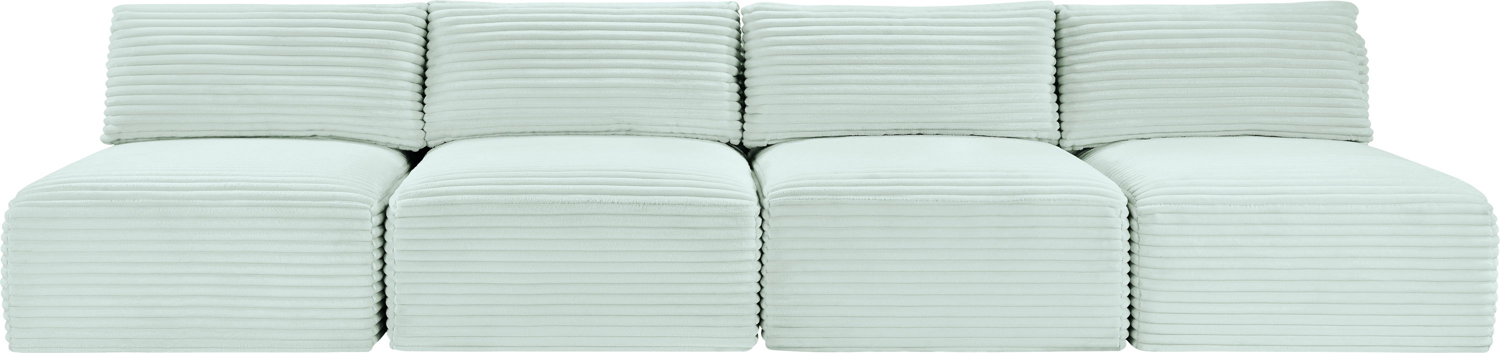 Shaggy - 4 Piece Modular Armless Sofa - Mint