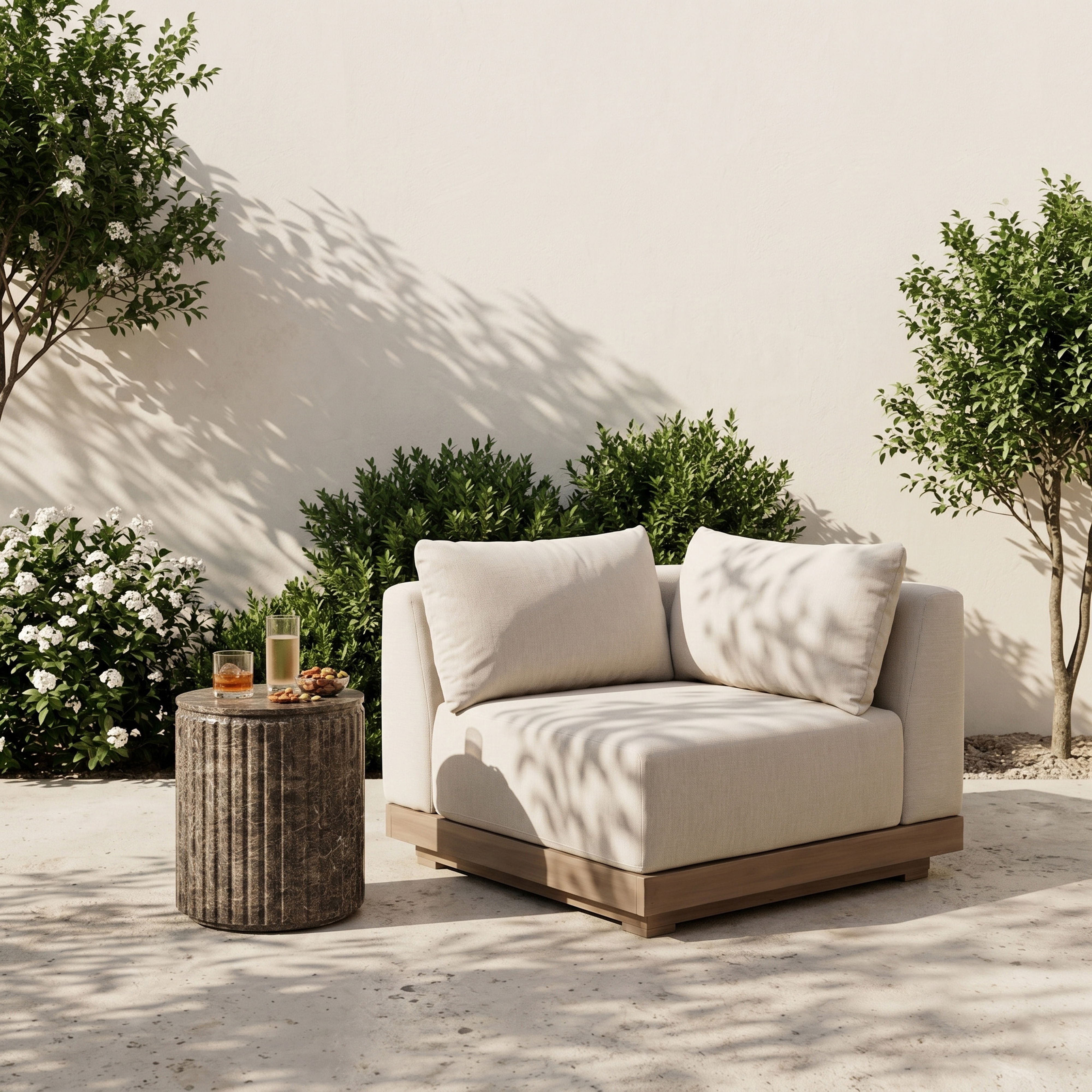 Solace - Olefin Performance Fabric Outdoor Patio Modular Corner Chair - Cream