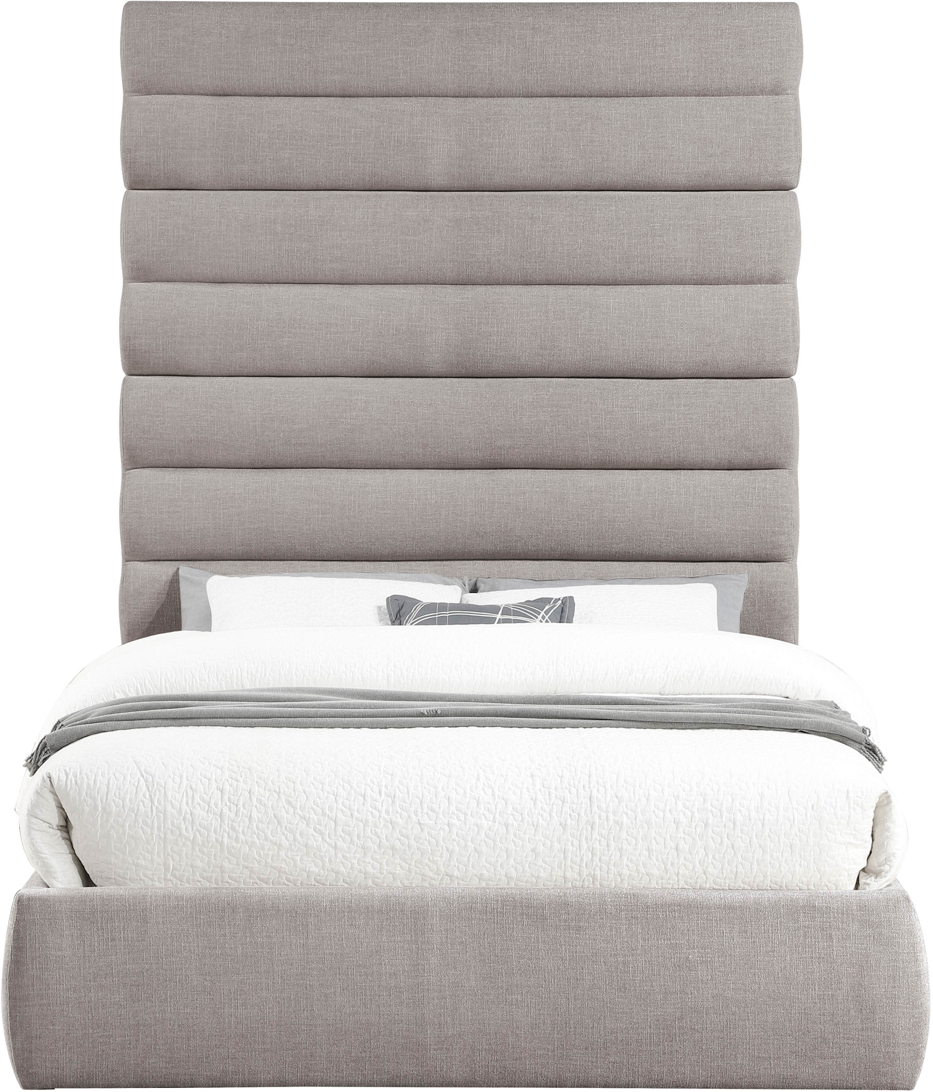 Adam - Linen Fabric Queen Bed With 89" Headboard - Taupe