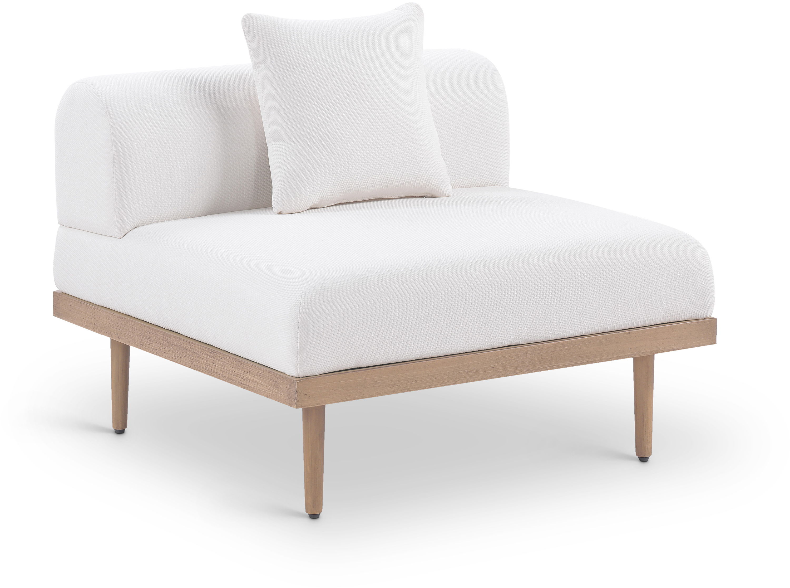 Laguna - Resilient Water Resistant Fabric Upholstered Outdoor Patio Modular Armless Chair - Cream