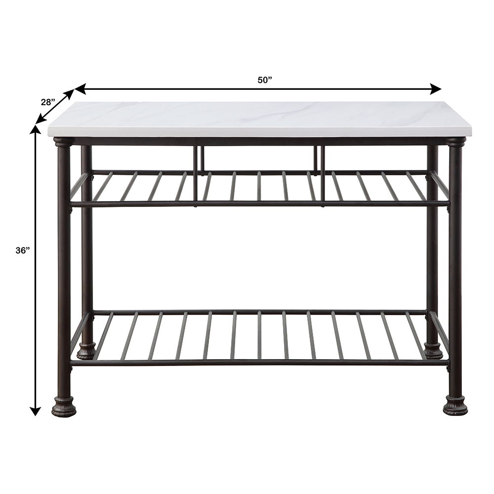 Freyja - Kitchen Island - White Cultured Marble Top & Gray, white, view 2
